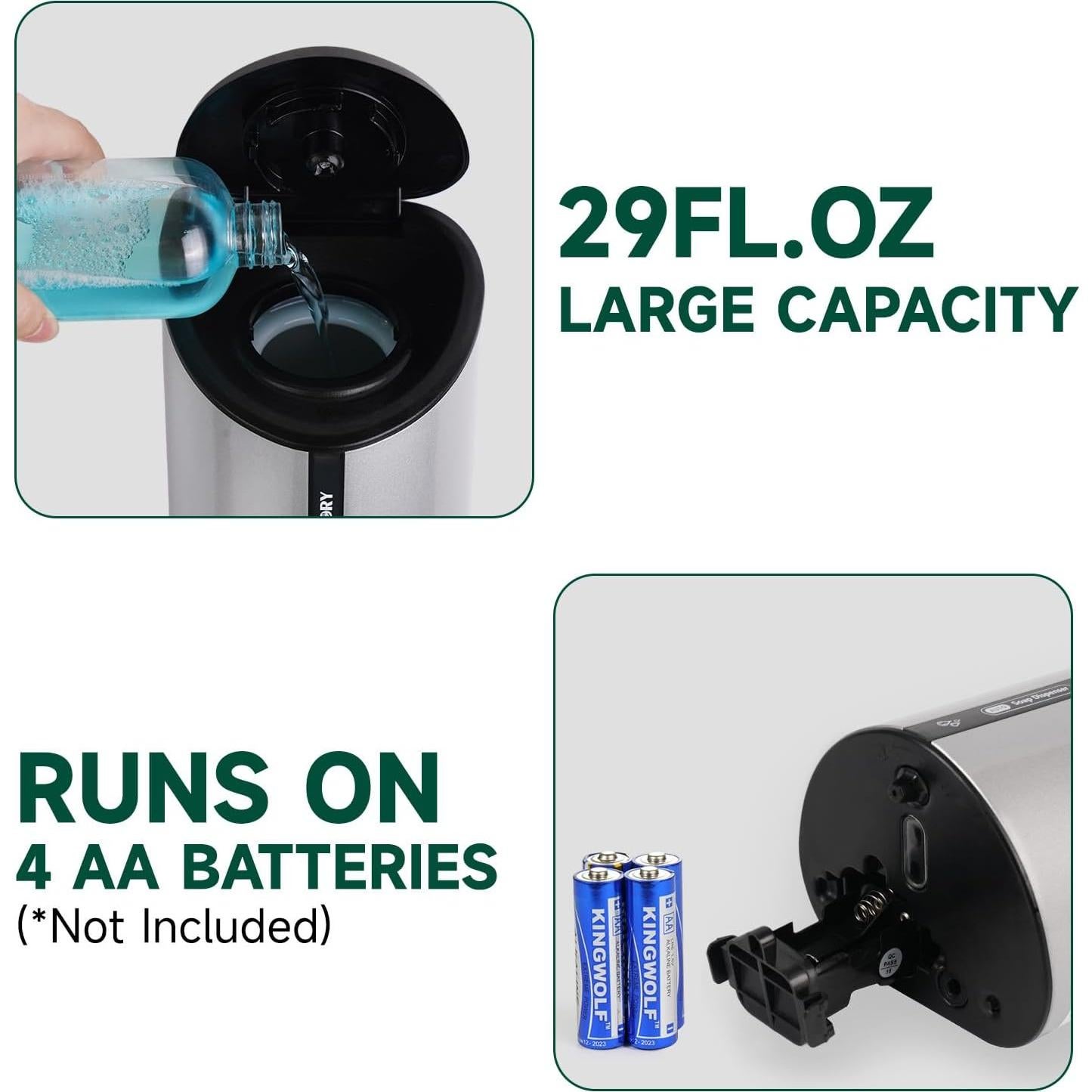 Dispensador Automático de Jabón Líquido AnyDry 850ml Plata