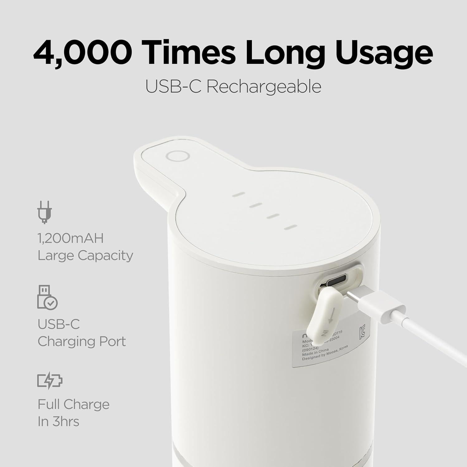 Dispensador de Jabón Espumoso Automático Mooas Blanco 11.8oz