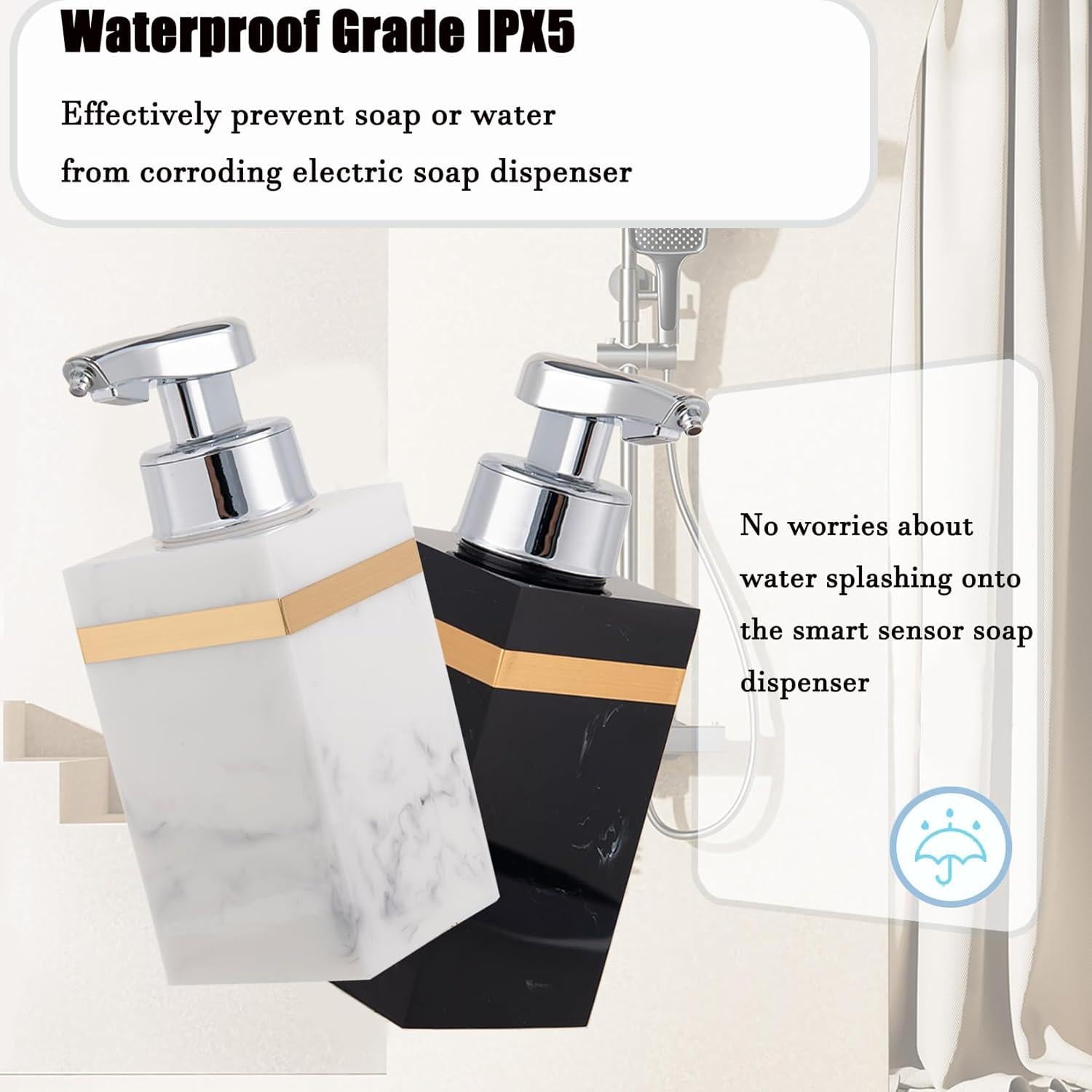 Dispensador Automático de Jabón Espumoso EXVEST 225ml USB Negro/Dorado