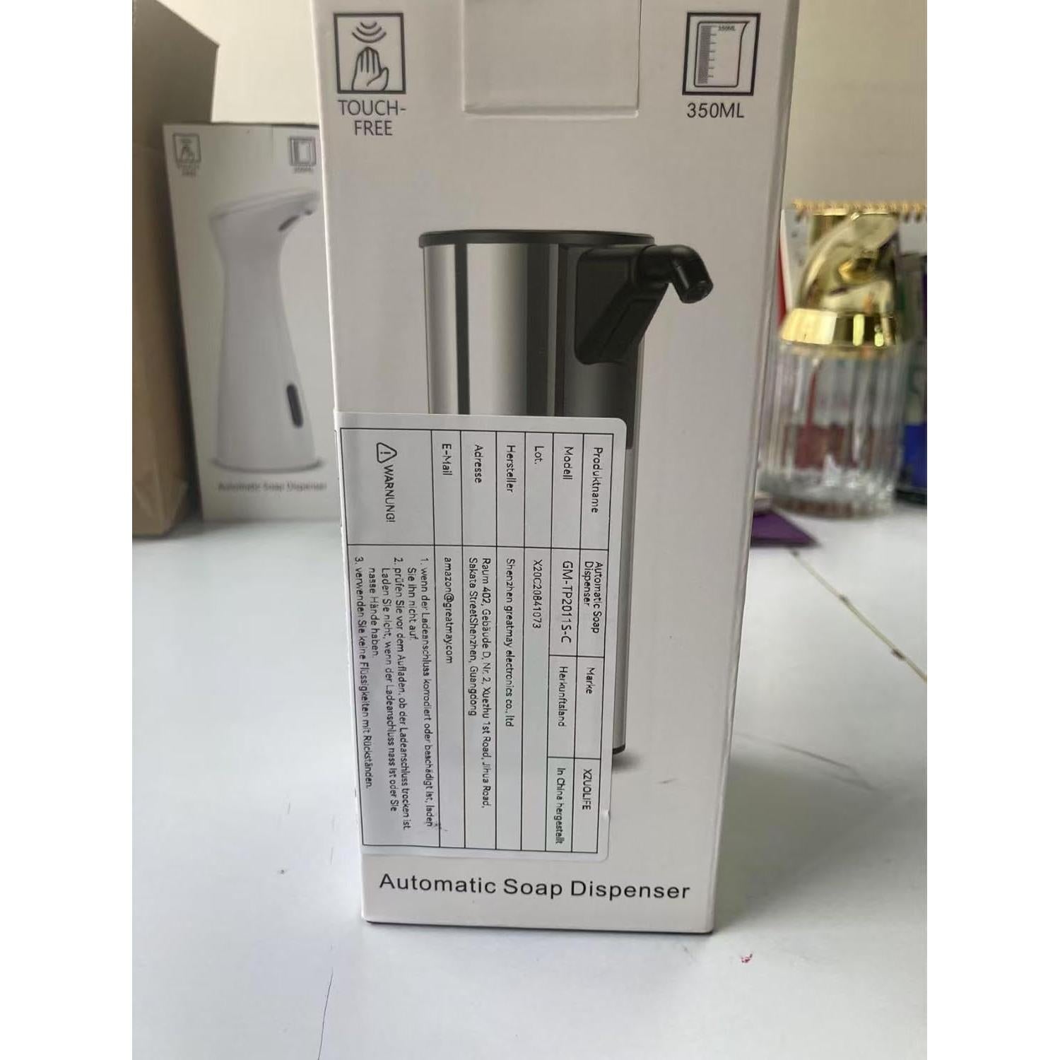 Dispensador de Jabón Automático XZUO Acero Inoxidable 348ml