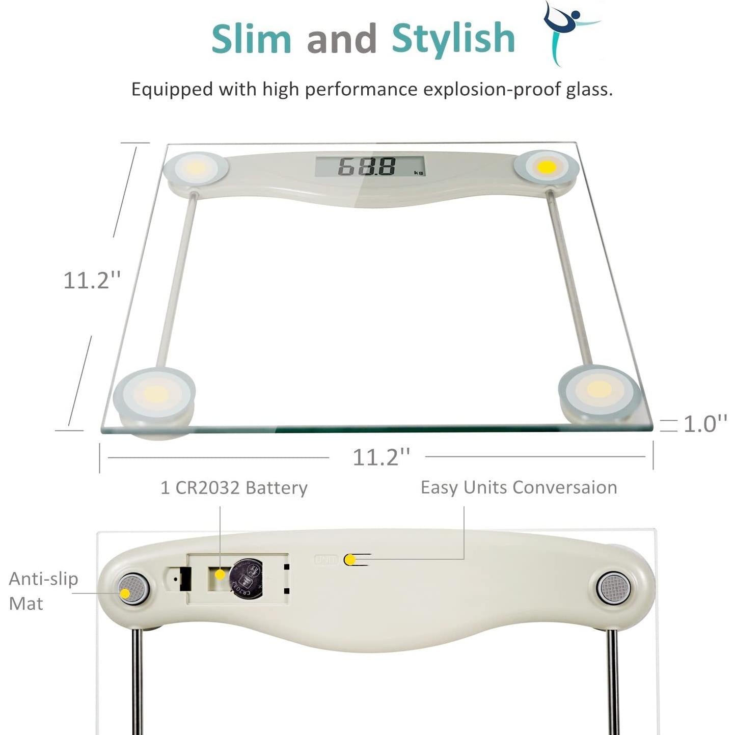 Báscula Digital de Baño NUTRI FIT 150 kg Alta Precisión