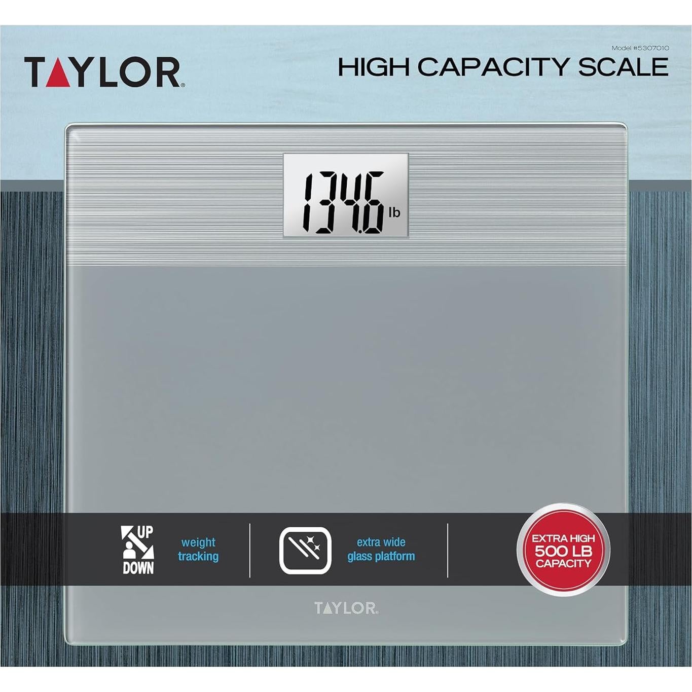 Escala de Baño Digital Taylor 227 kg Plataforma Ancha Gris