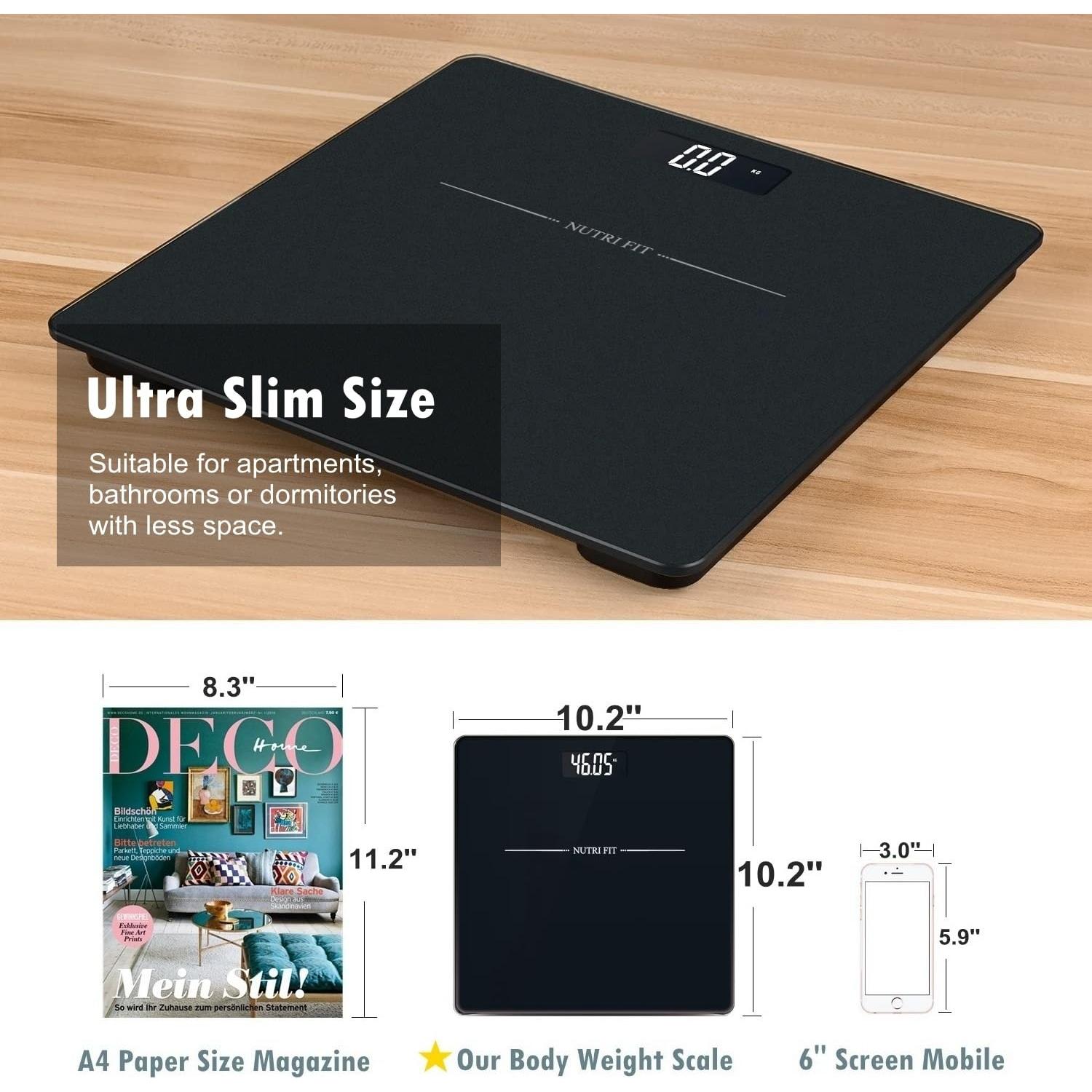 Balanza Digital de Baño NUTRI FIT 150kg Pantalla LCD Retroiluminada