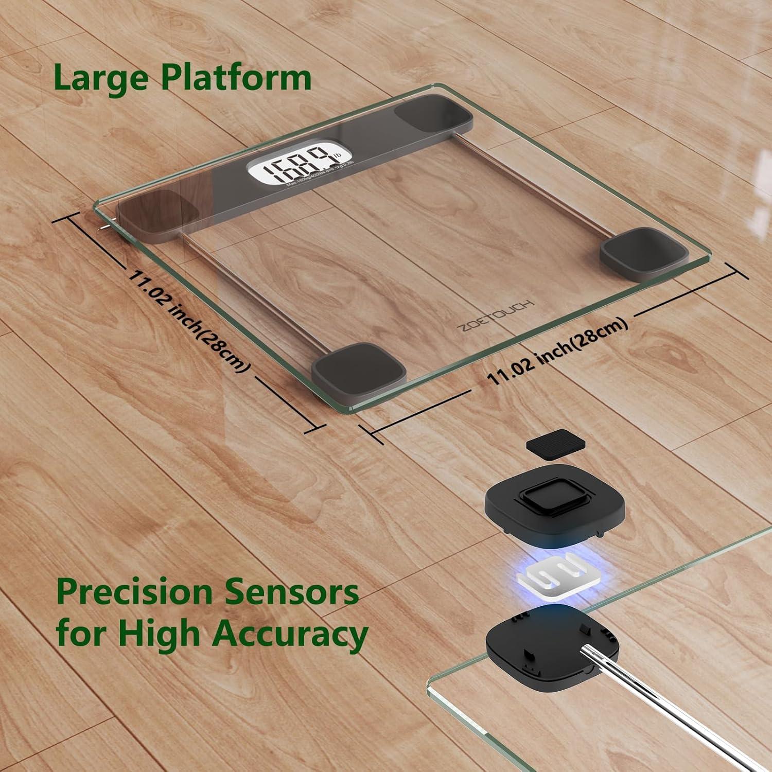 Báscula Digital ZOETOUCH 181 kg Vidrio Templado LCD Retroiluminada