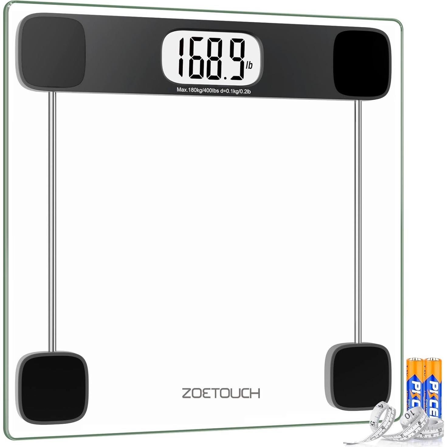 Báscula Digital ZOETOUCH 181 kg Vidrio Templado LCD Retroiluminada
