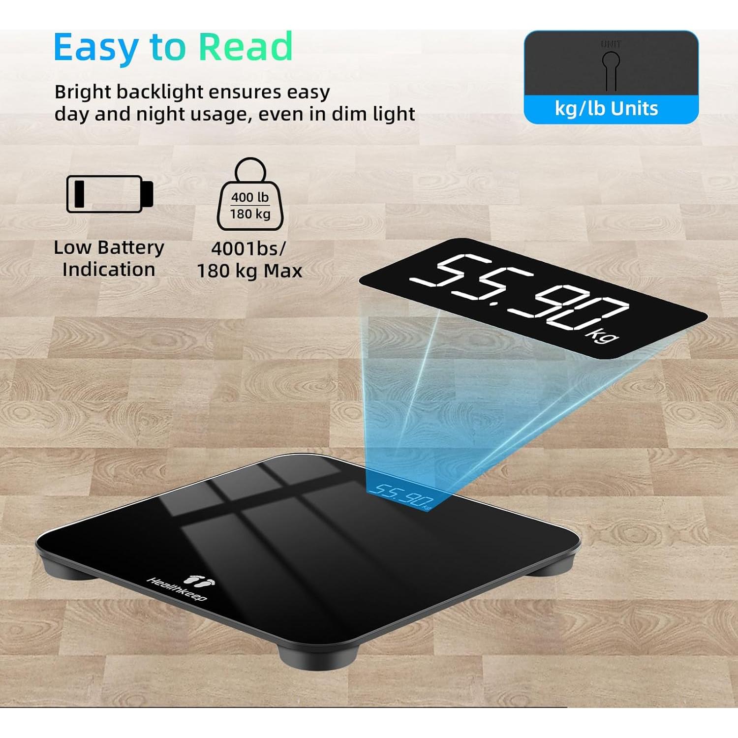 Báscula Digital de Baño Healthkeep T107 180kg Pantalla LED