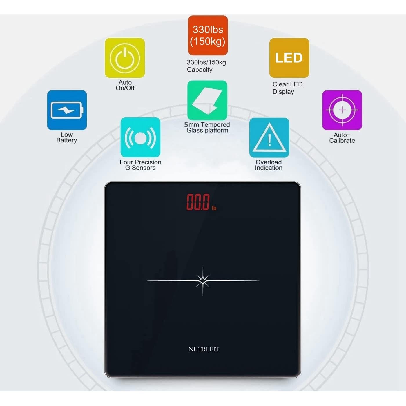 Balanza Digital NUTRI FIT para Peso Corporal 150 kg LED