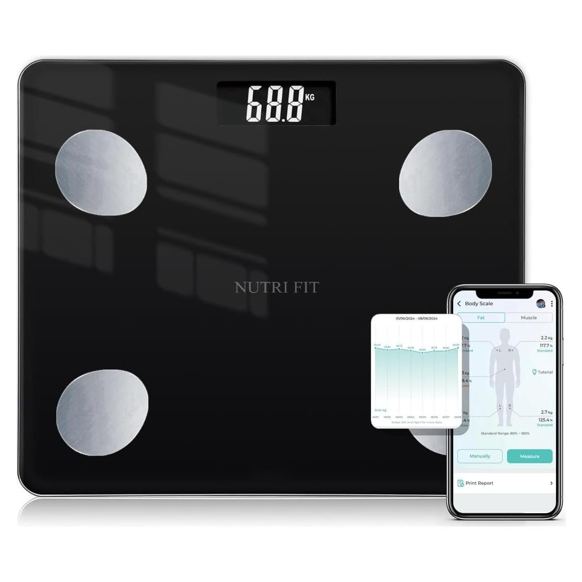 Balanza Digital Inteligente NUTRI FIT 150kg Bluetooth IMC