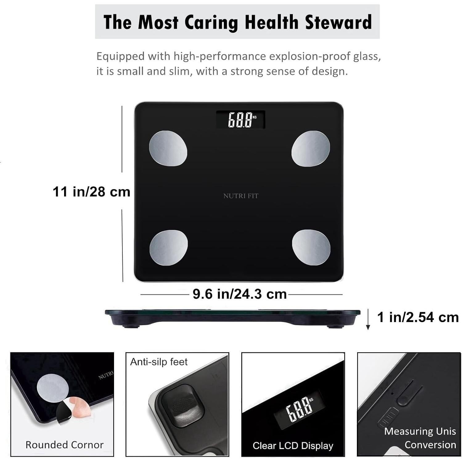 Balanza Digital Inteligente NUTRI FIT 150kg Bluetooth IMC