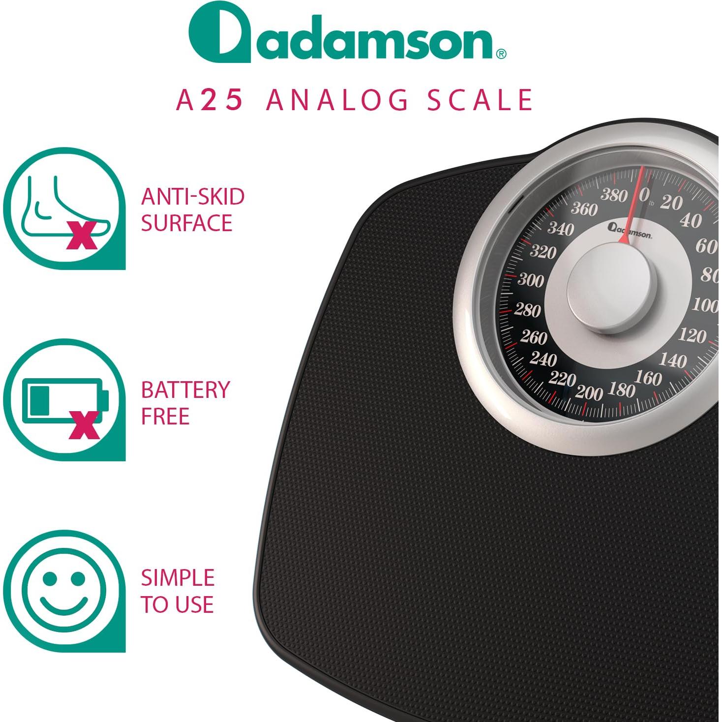 Báscula de Baño Analógica Adamson A25 - Hasta 181 kg - Superficie Antideslizante