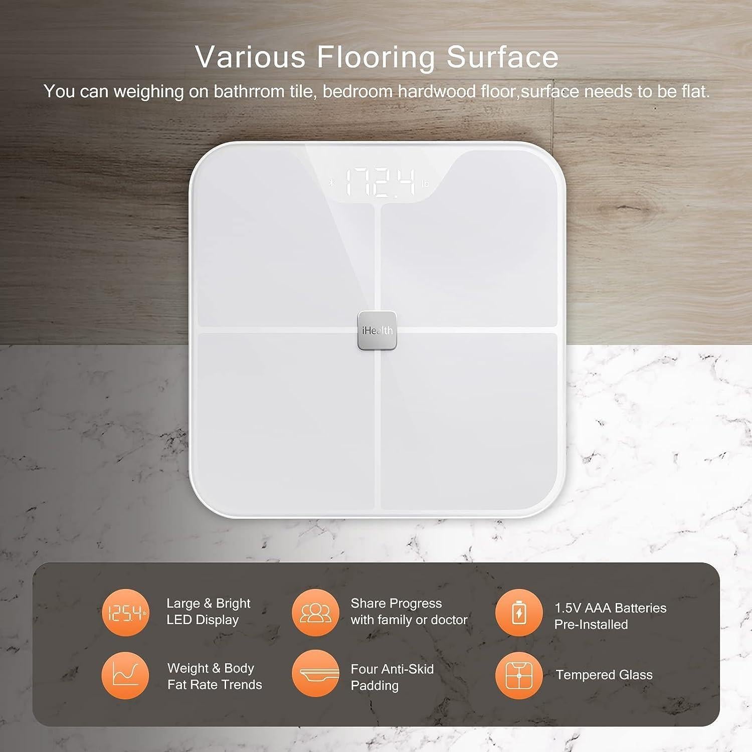 Báscula Inteligente iHealth Nexus Bluetooth Grasa Corporal 181kg