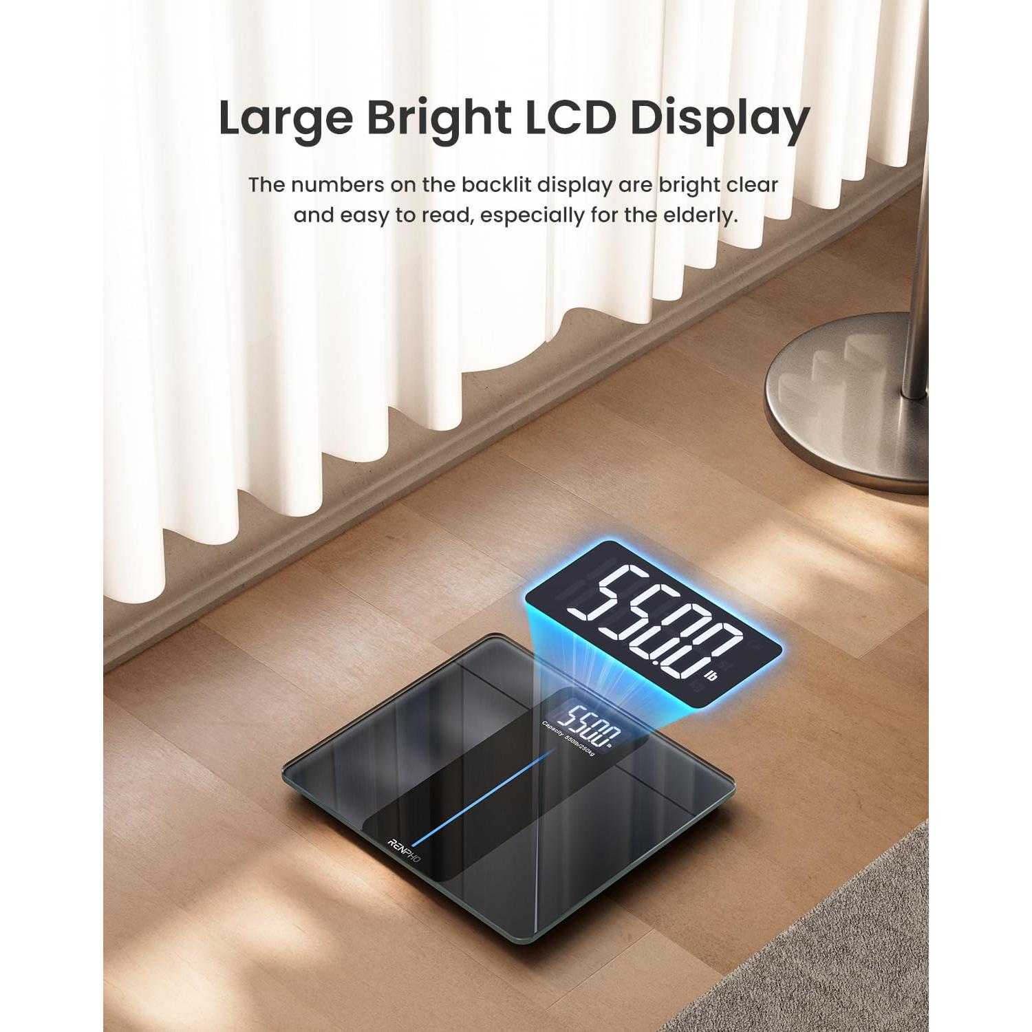 Balanza Digital RENPHO 250kg con Pantalla LED 33x30cm