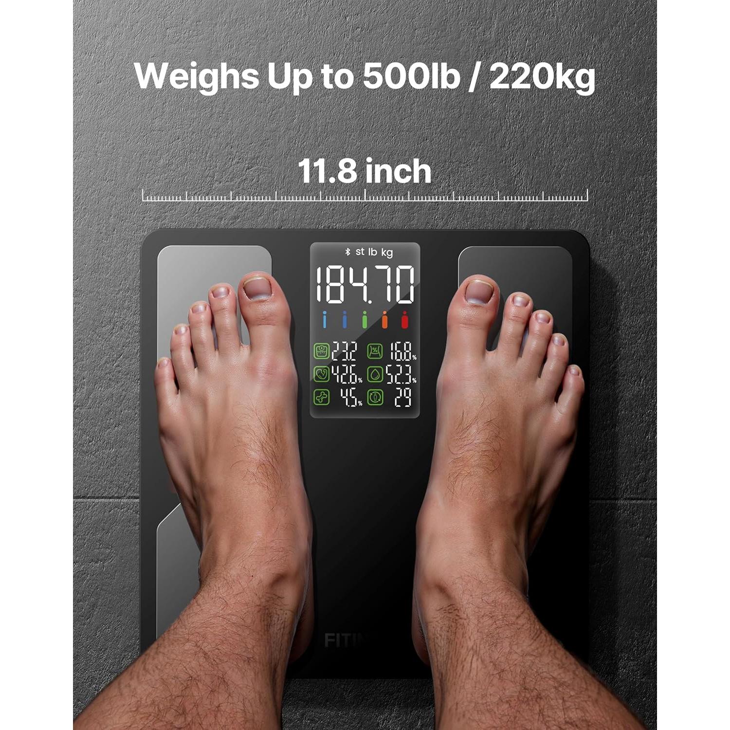 Báscula Inteligente FITINDEX 225kg Bluetooth con Pantalla LED