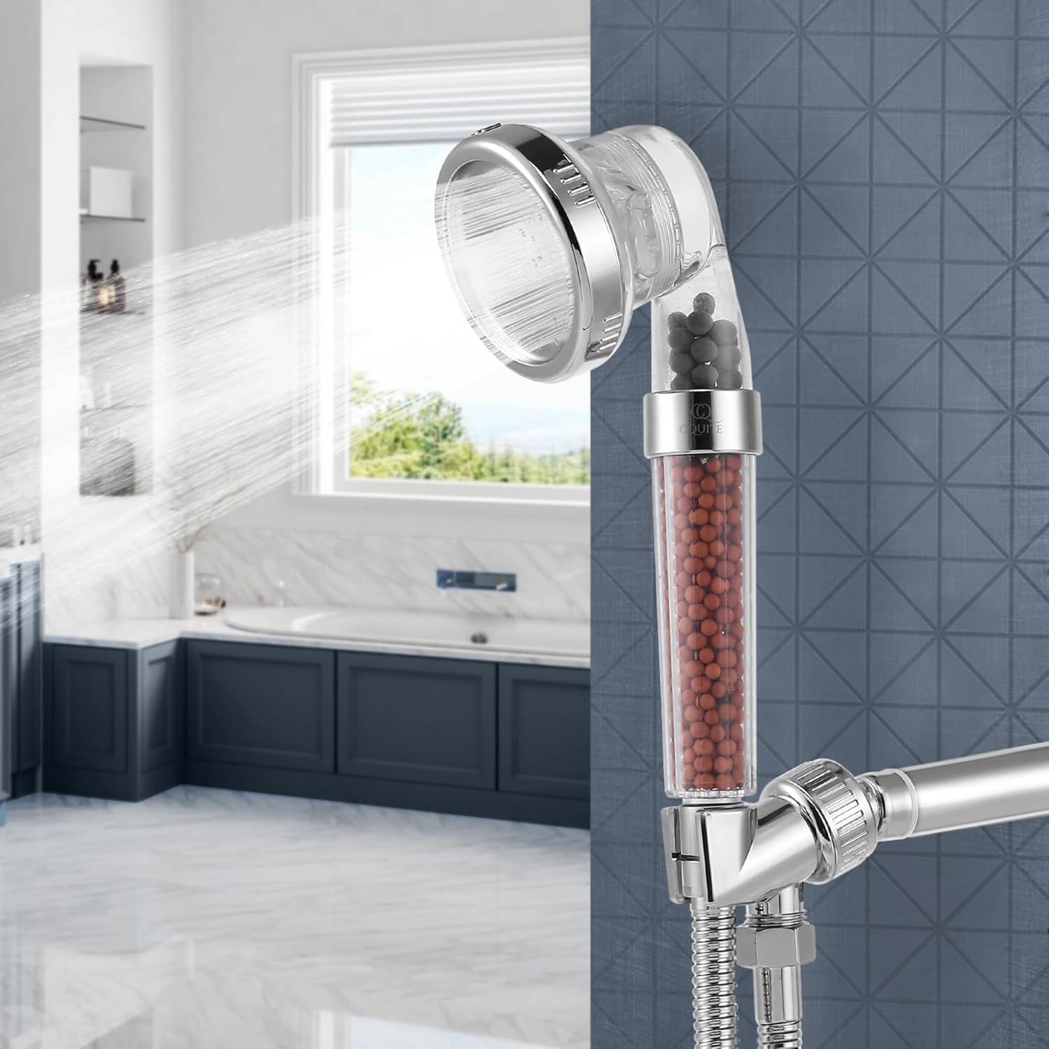 Cabezal de Ducha Filtrado MOALZ - Alta Presión, 3 Modos, Plata