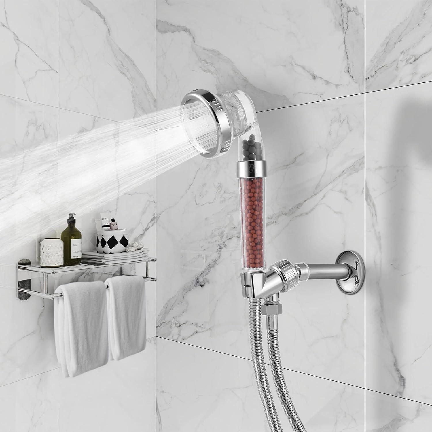 Cabezal de Ducha Filtrado MOALZ - Alta Presión, 3 Modos, Plata