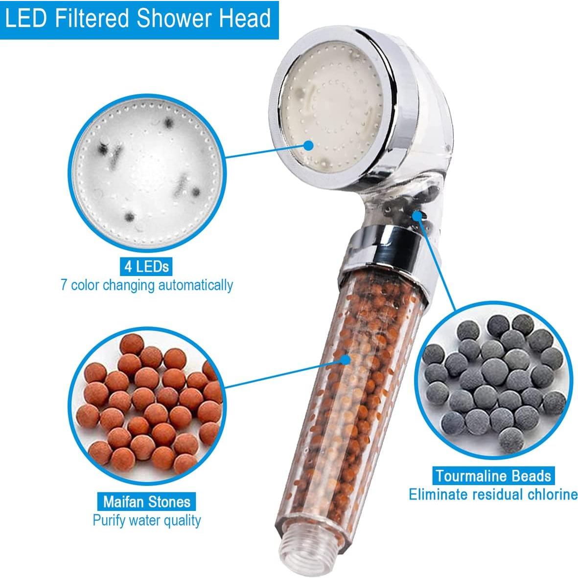 Cabezal de Ducha de Mano Vacto LED 7 Colores Alta Presión