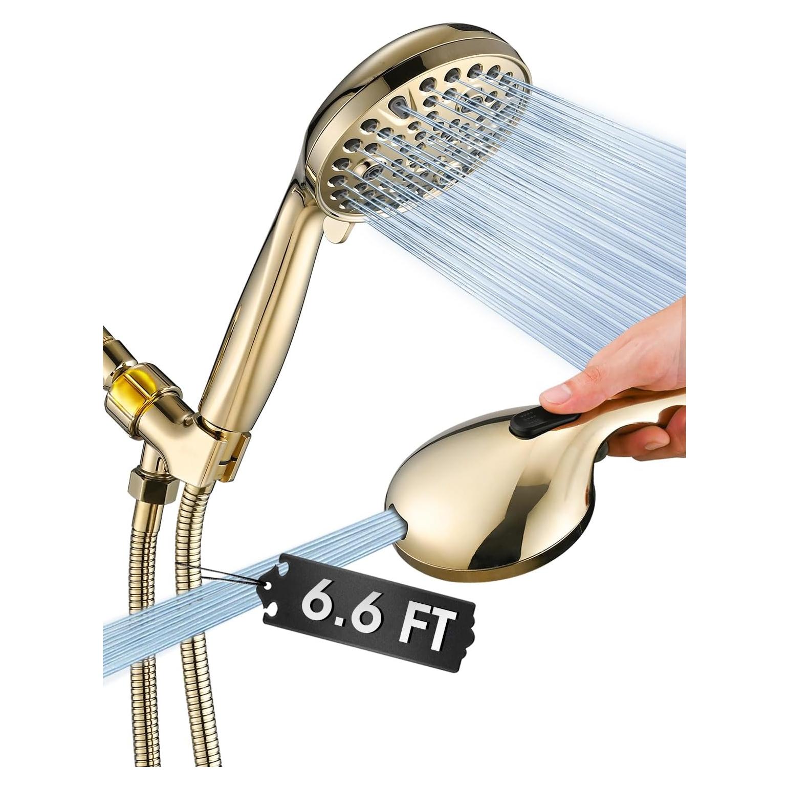 Cabezal de Ducha de Mano YASINU Oro 10 Configuraciones 12.7 cm