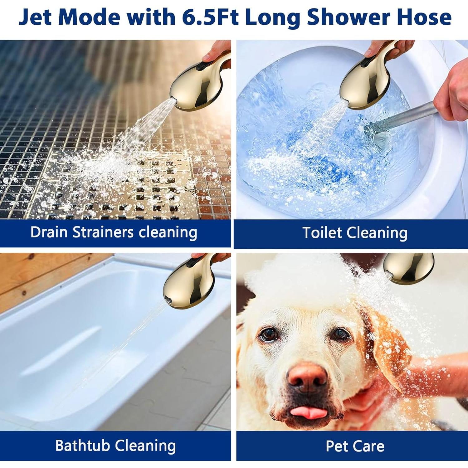 Cabezal de Ducha de Mano YASINU Oro 10 Configuraciones 12.7 cm