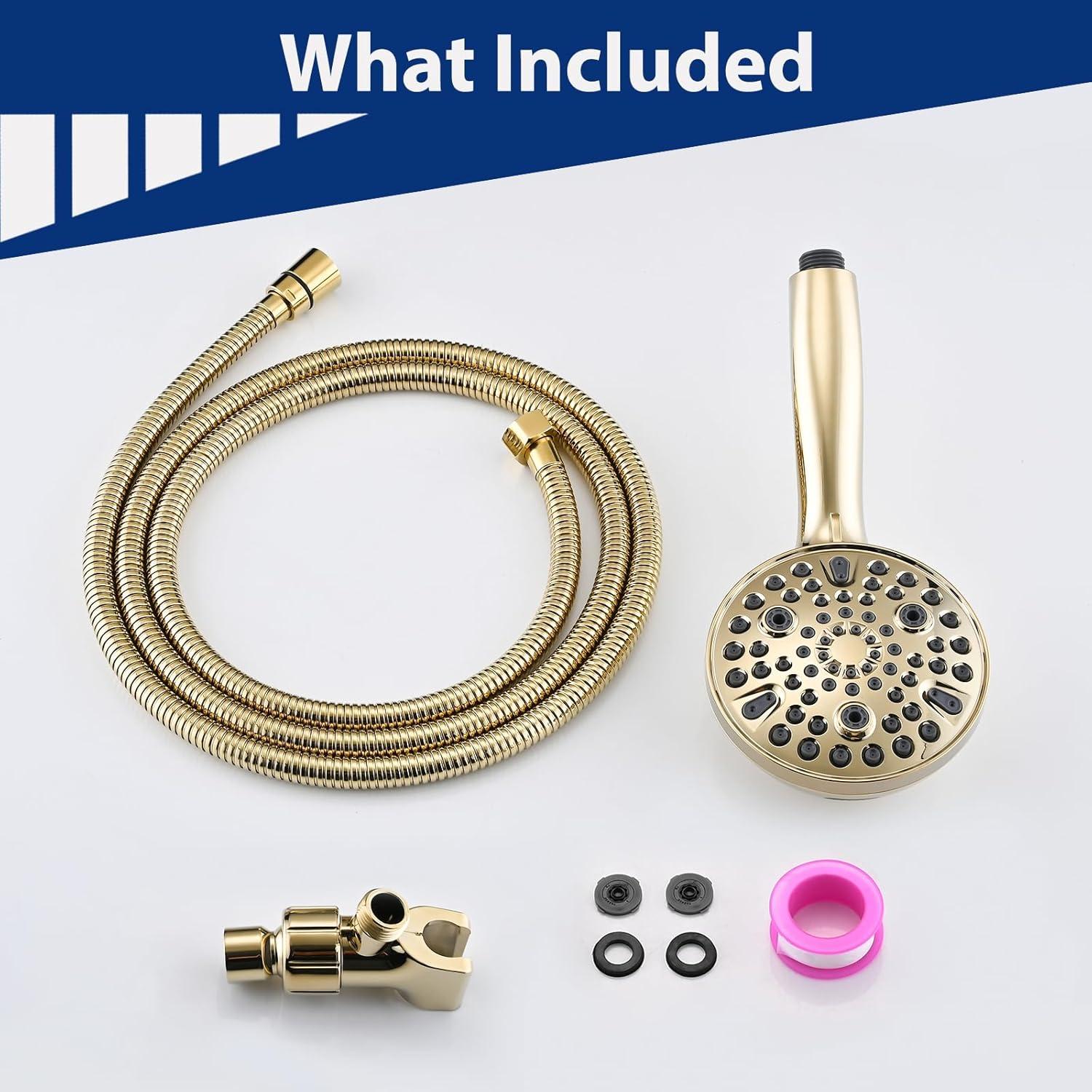 Cabezal de Ducha de Mano YASINU Oro 10 Configuraciones 12.7 cm