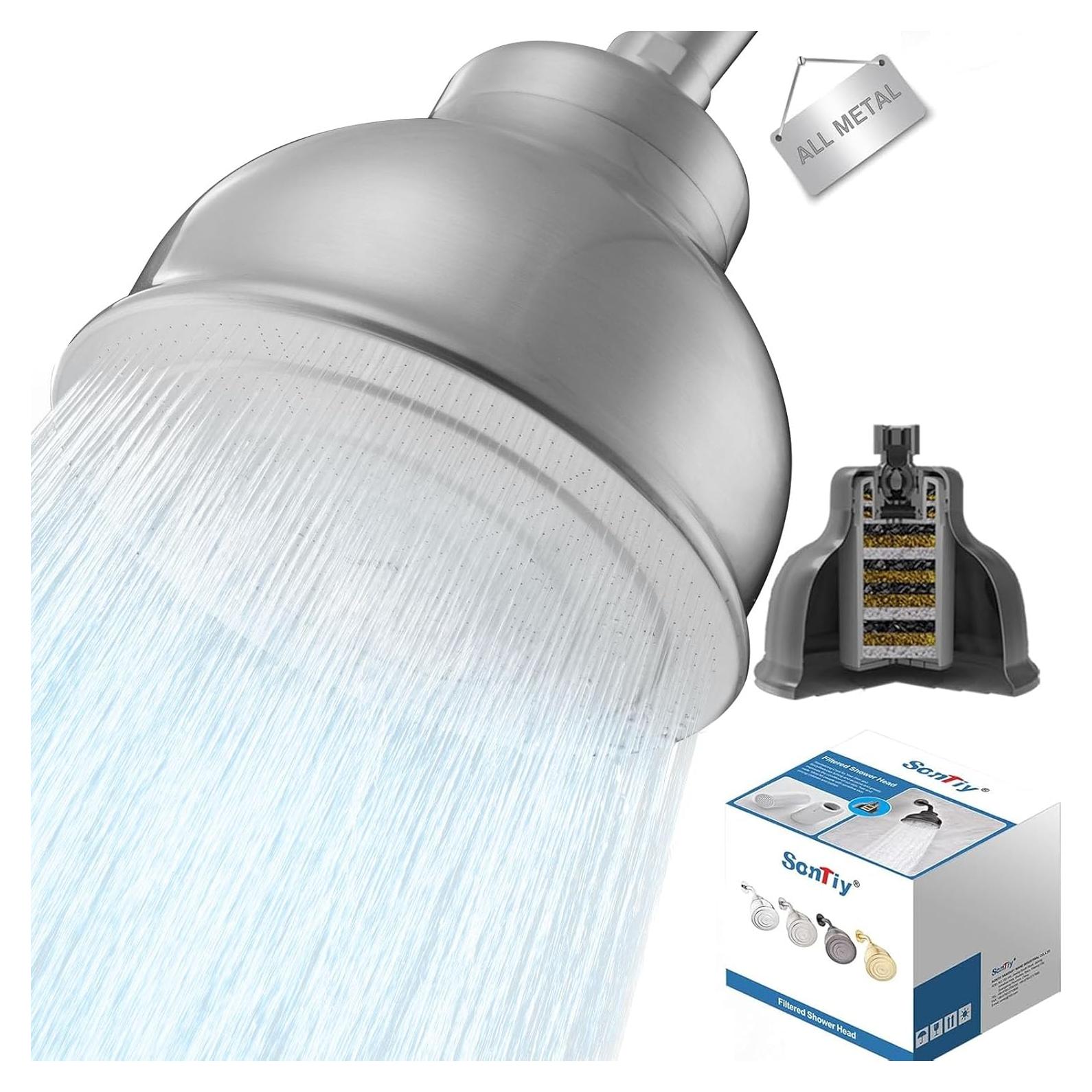 Cabezal de Ducha Filtrado SonTiy 6" Acero Inoxidable Cepillado