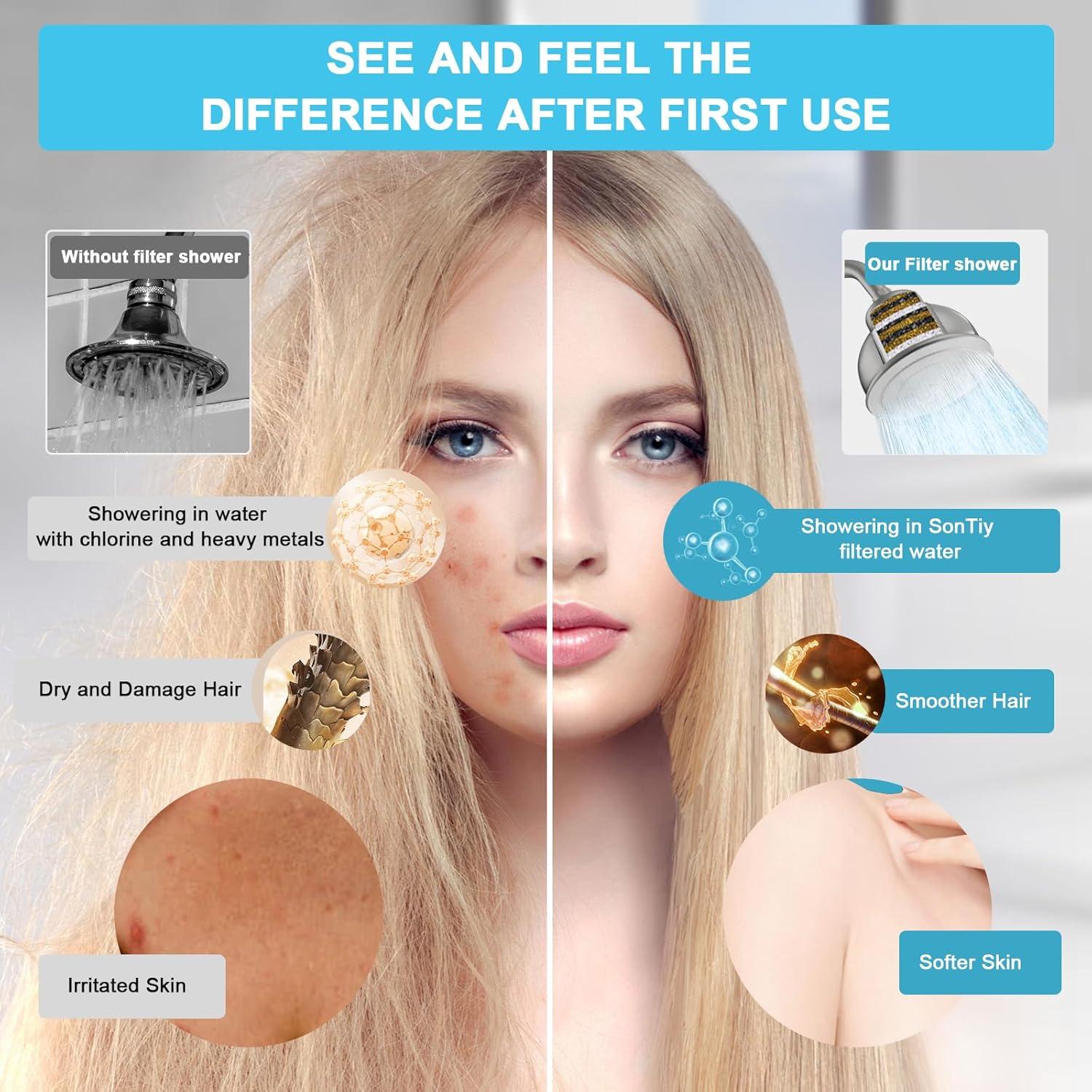 Cabezal de Ducha Filtrado SonTiy 6" Acero Inoxidable Cepillado