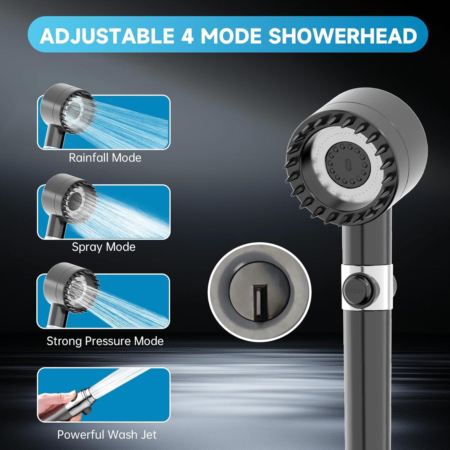 Cabezal de Ducha Filtrado TCYHRUE con 4 Modos y Masajeador