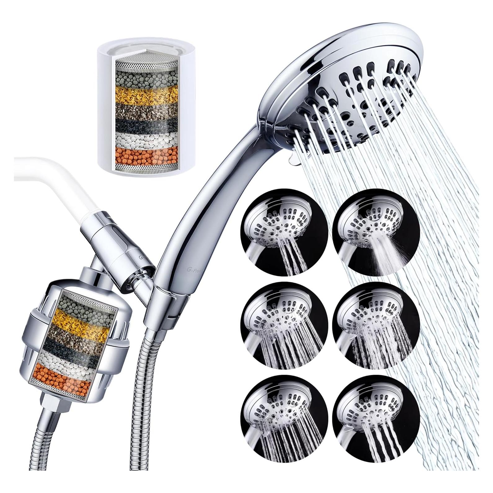 Cabezal de Ducha Filtrado G-Promise con 6 Modos y Manguera 190 cm