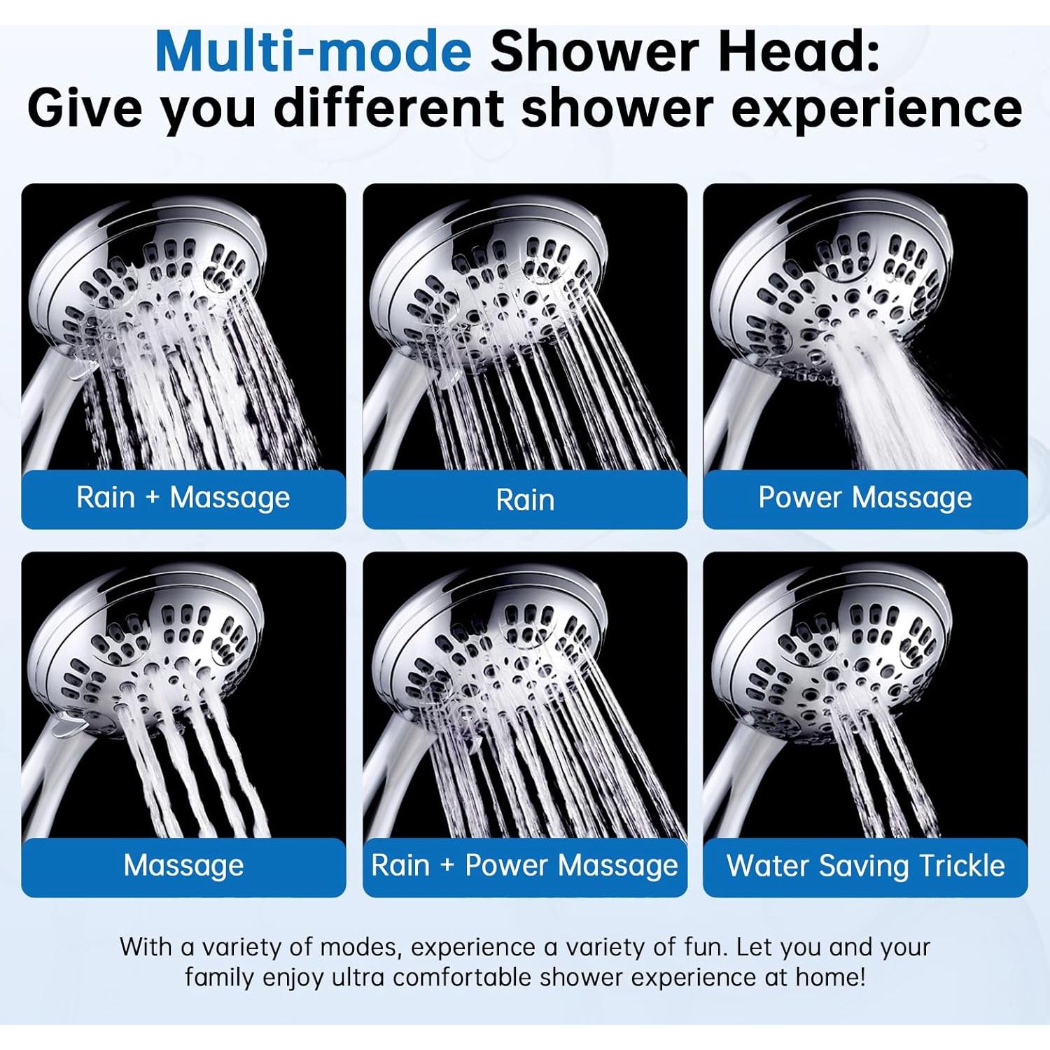 Cabezal de Ducha Filtrado G-Promise con 6 Modos y Manguera 190 cm