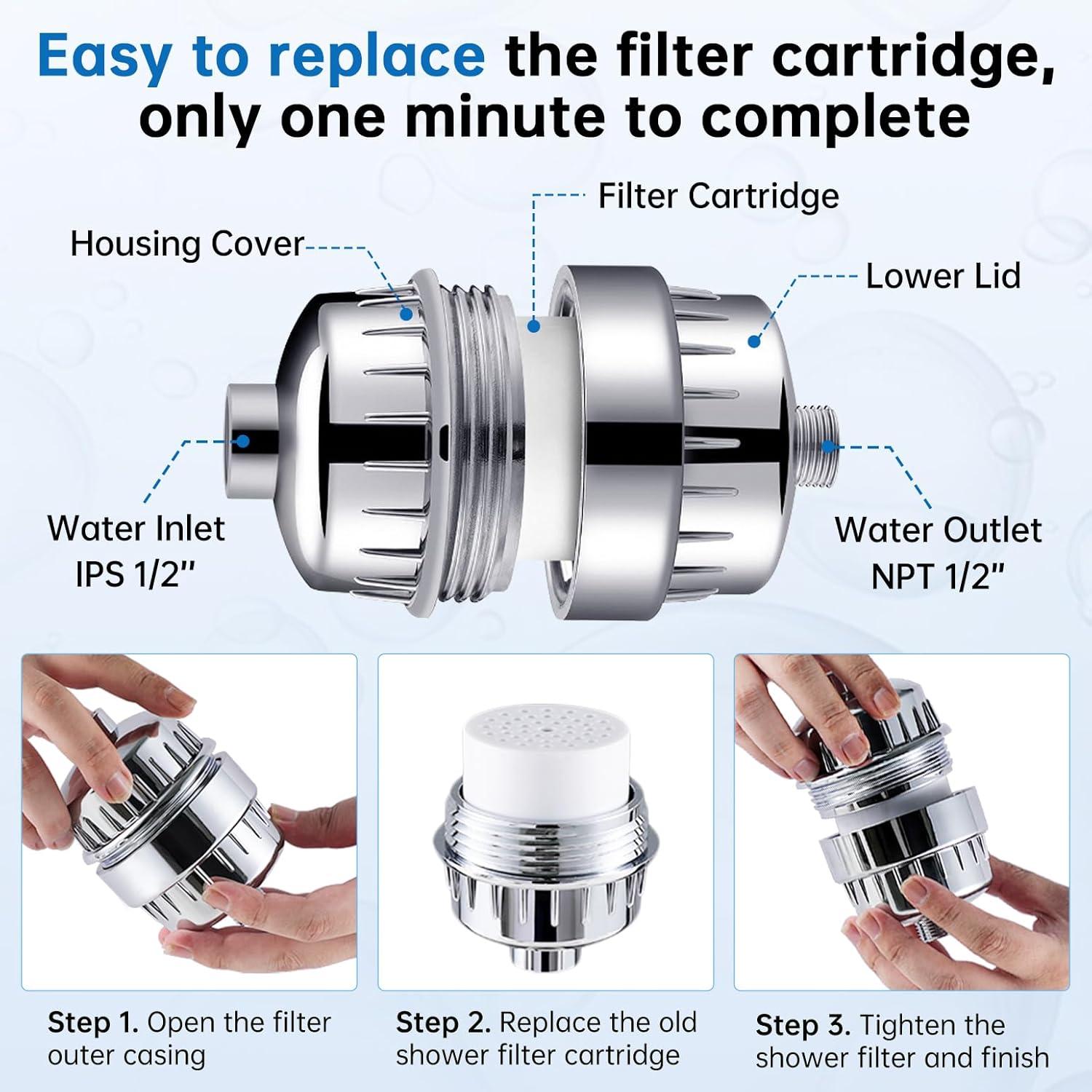 Cabezal de Ducha Filtrado G-Promise con 6 Modos y Manguera 190 cm