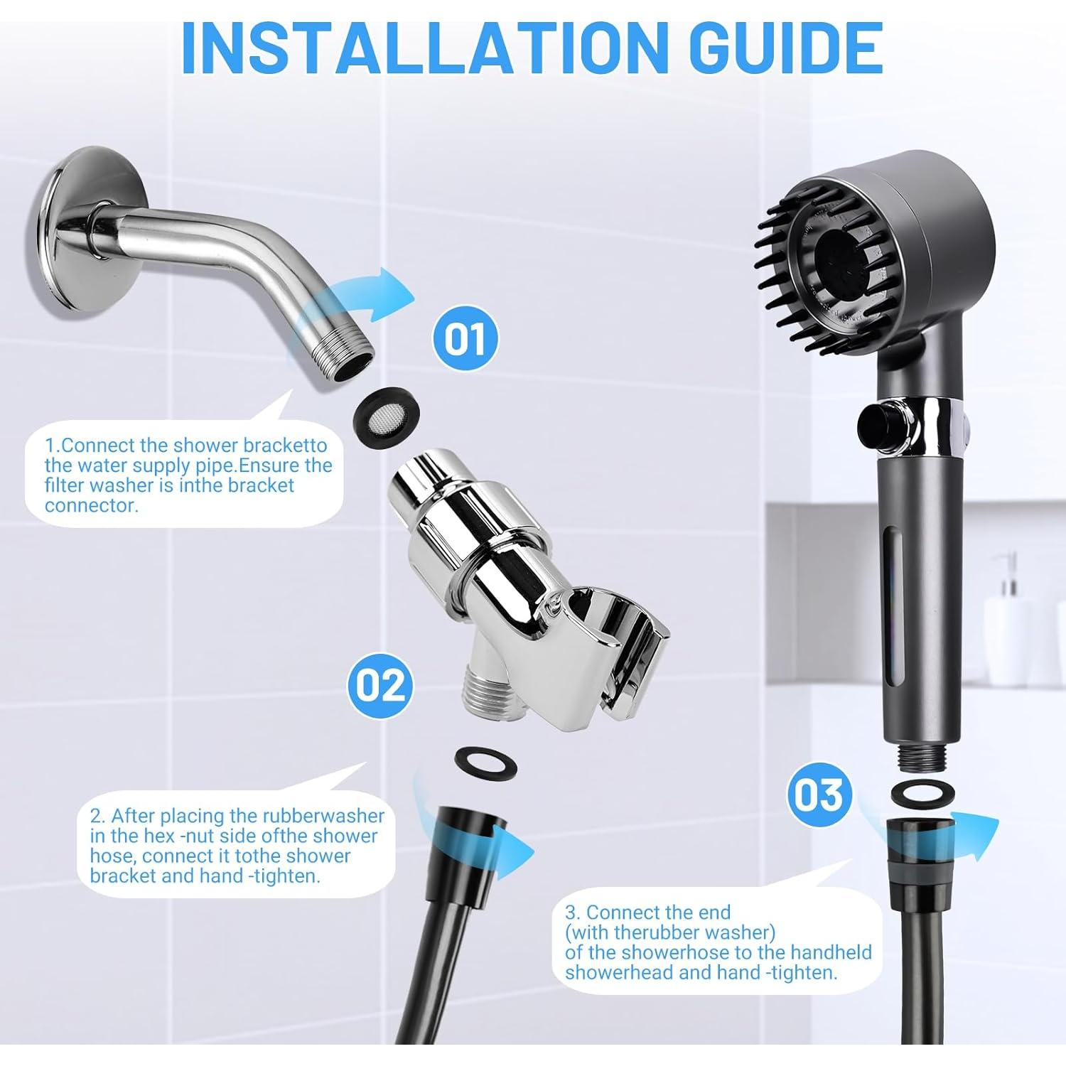 Cabezal de Ducha Filtrado Fooyoubei con Manguera 150 cm