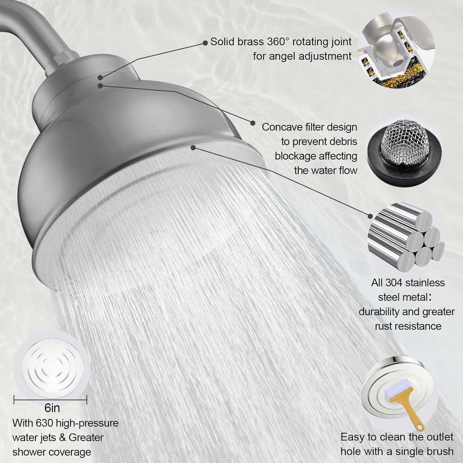 Cabezal de Ducha Filtrado SonTiy 15.24 cm Acero Inoxidable Cromo
