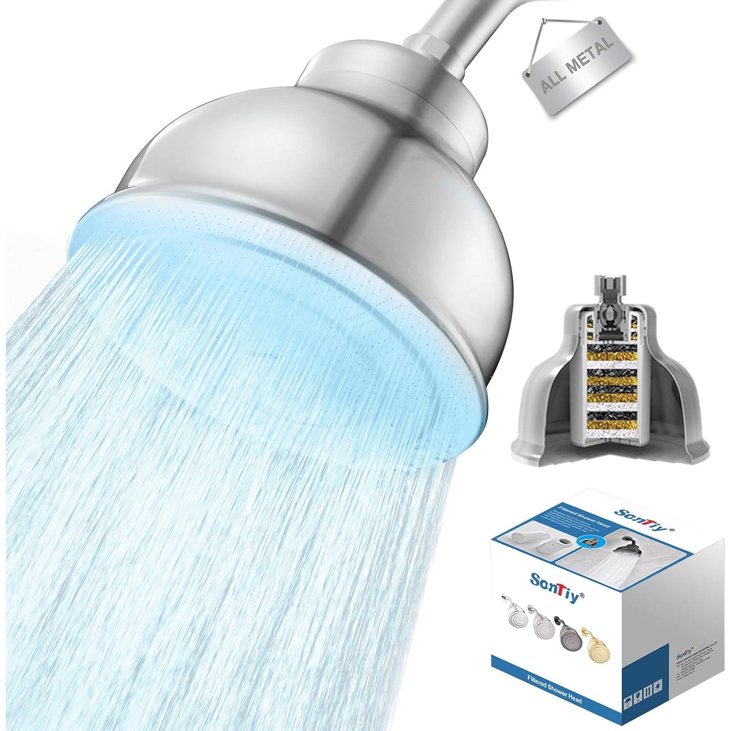 Cabezal de Ducha Filtrado SonTiy 15.24 cm Acero Inoxidable Cromo