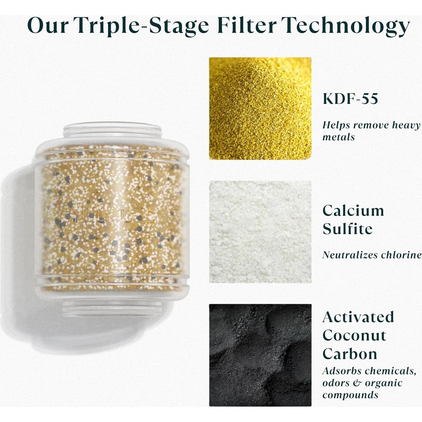 Cabezal de Ducha Filtrado NUUD Níquel Cepillado 3 Filtros