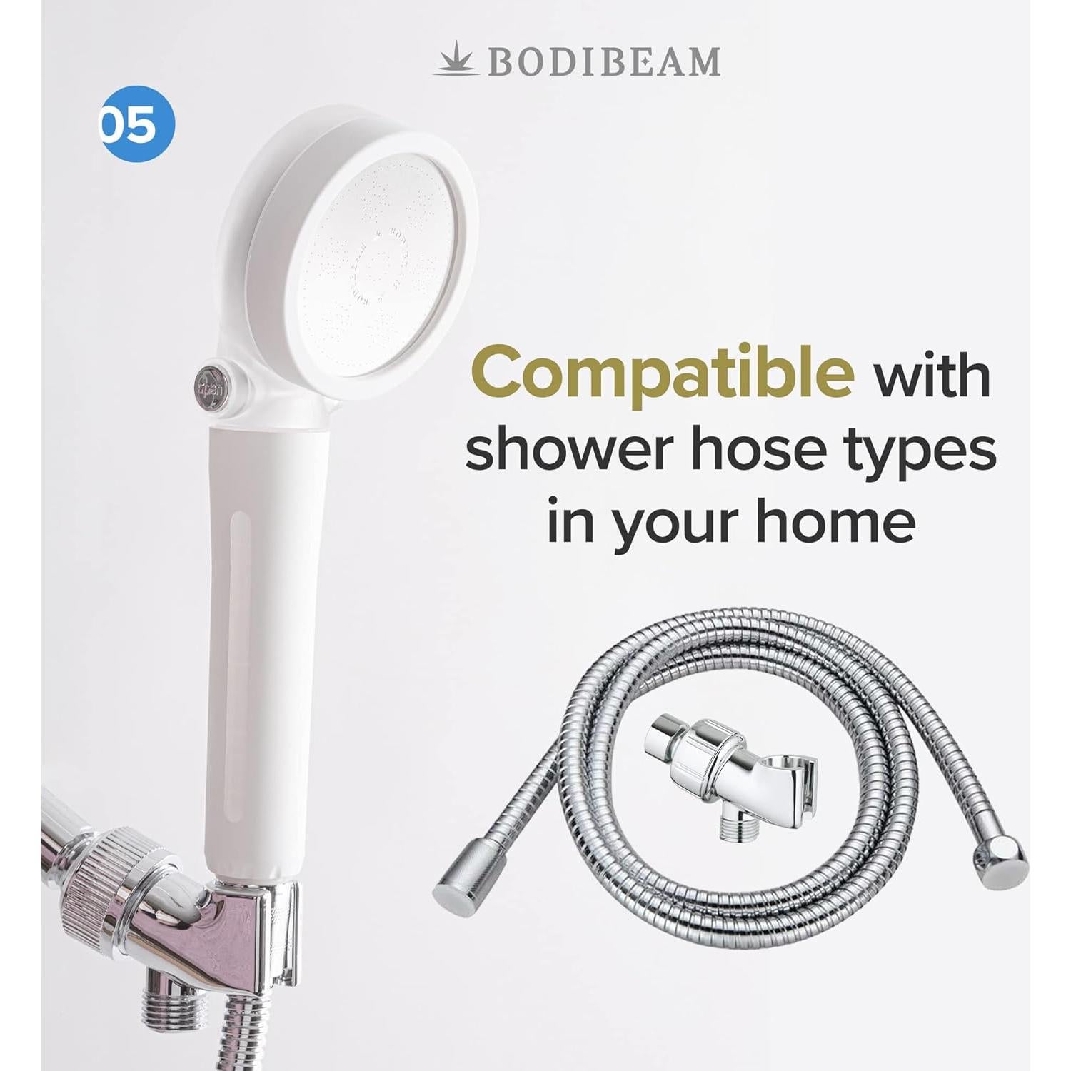 Cabezal de Ducha Filtrado BODIBEAM - Vitamina C, Alta Presión