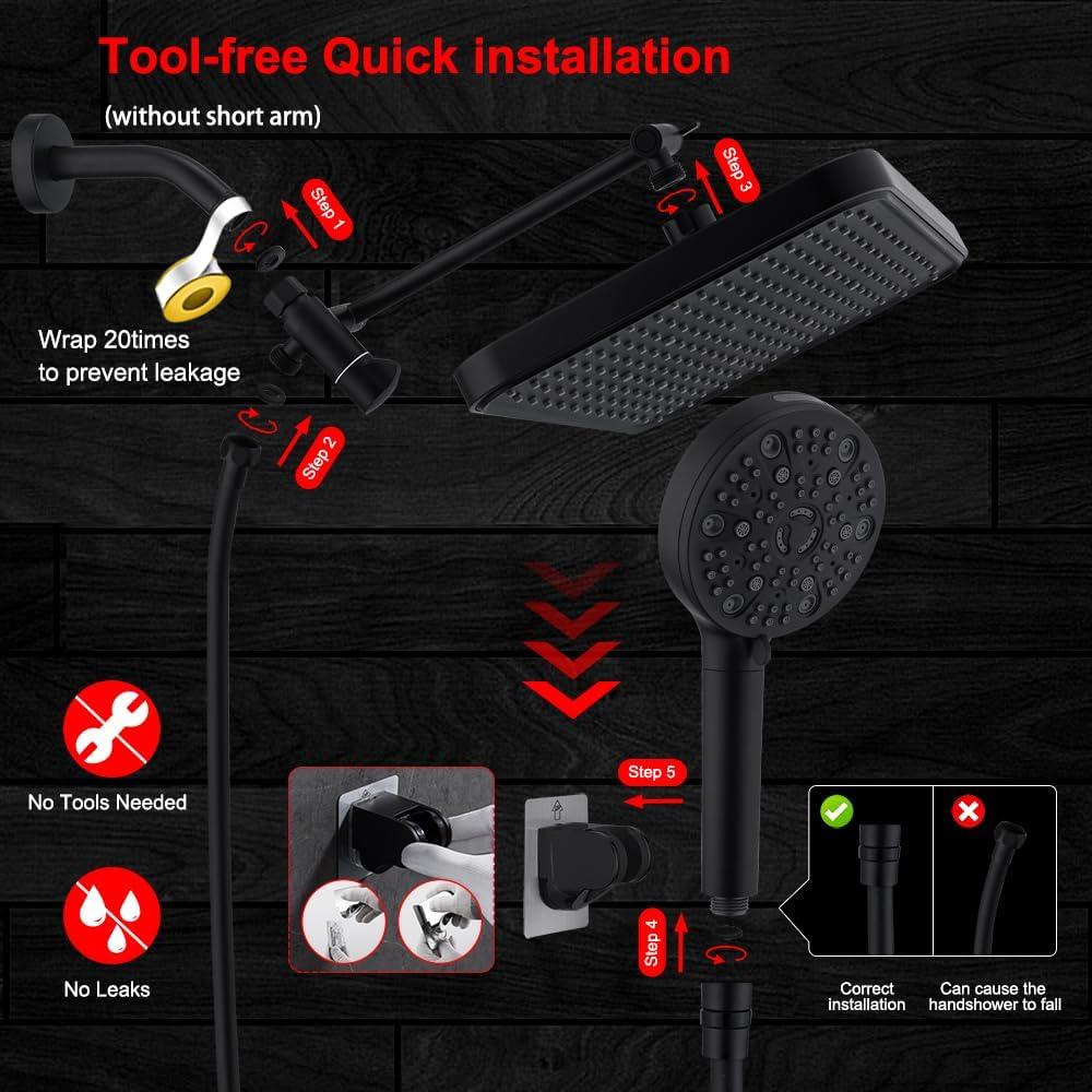 Cabezal de Ducha de Lluvia 14" BSTKEECL con Filtro y Manguera 70"