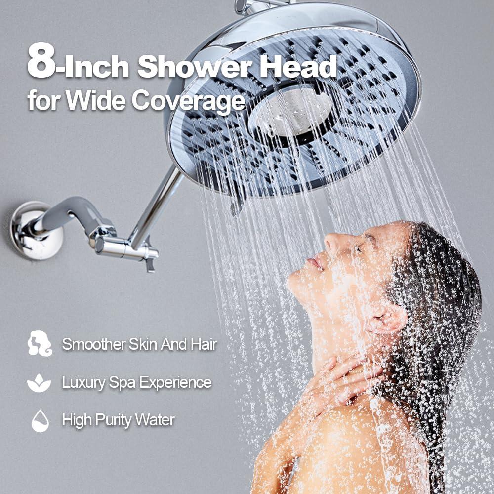 Cabezal de Ducha Filtrado Beelee 8" Alta Presión Cromo