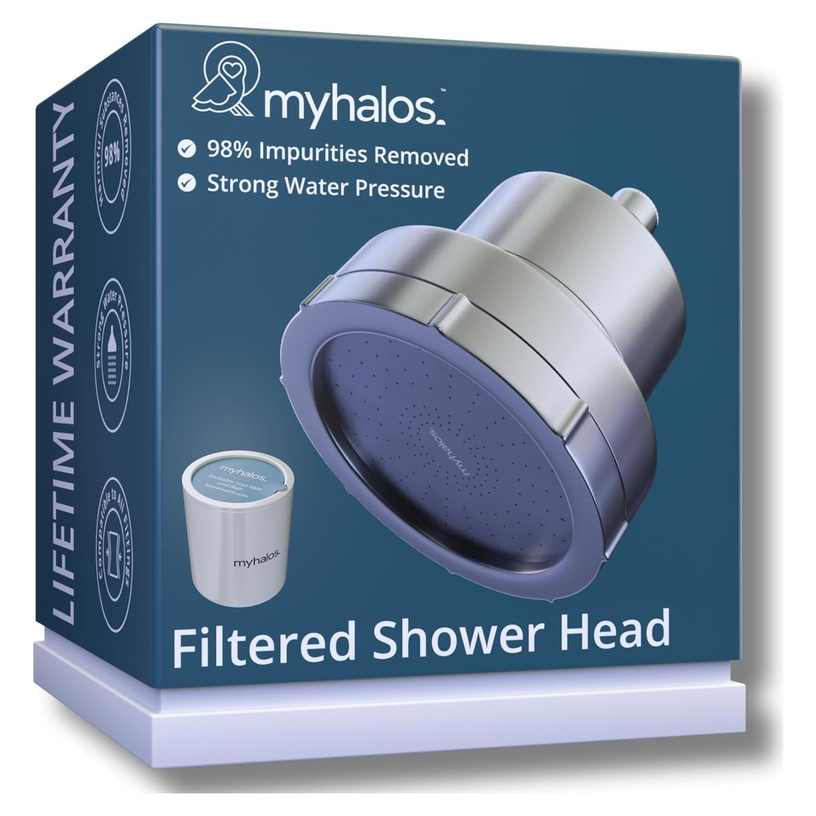 Filtro de Ducha MyHalos® Fijo Metal Cepillado - Alta Presión