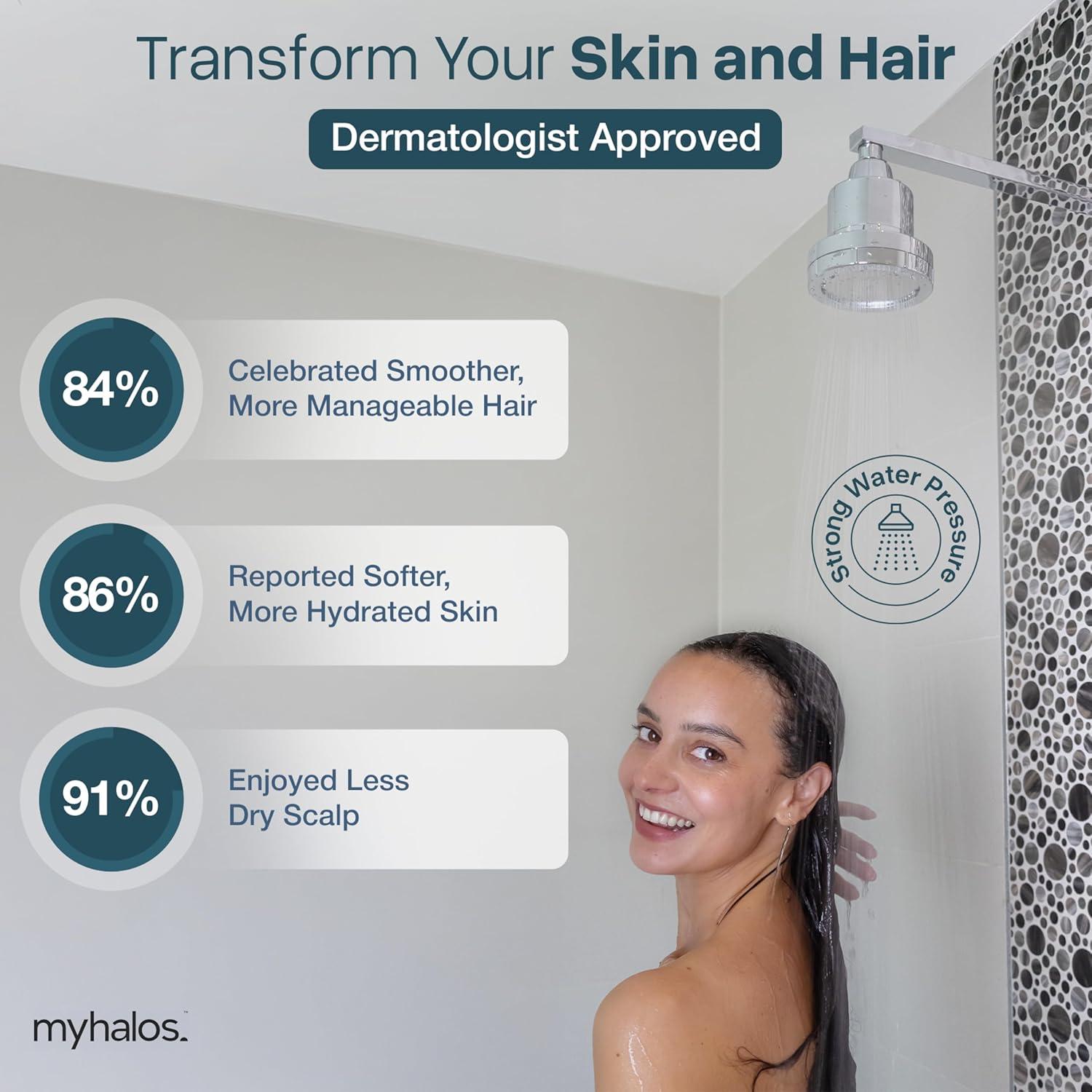 Filtro de Ducha MyHalos® Fijo Metal Cepillado - Alta Presión