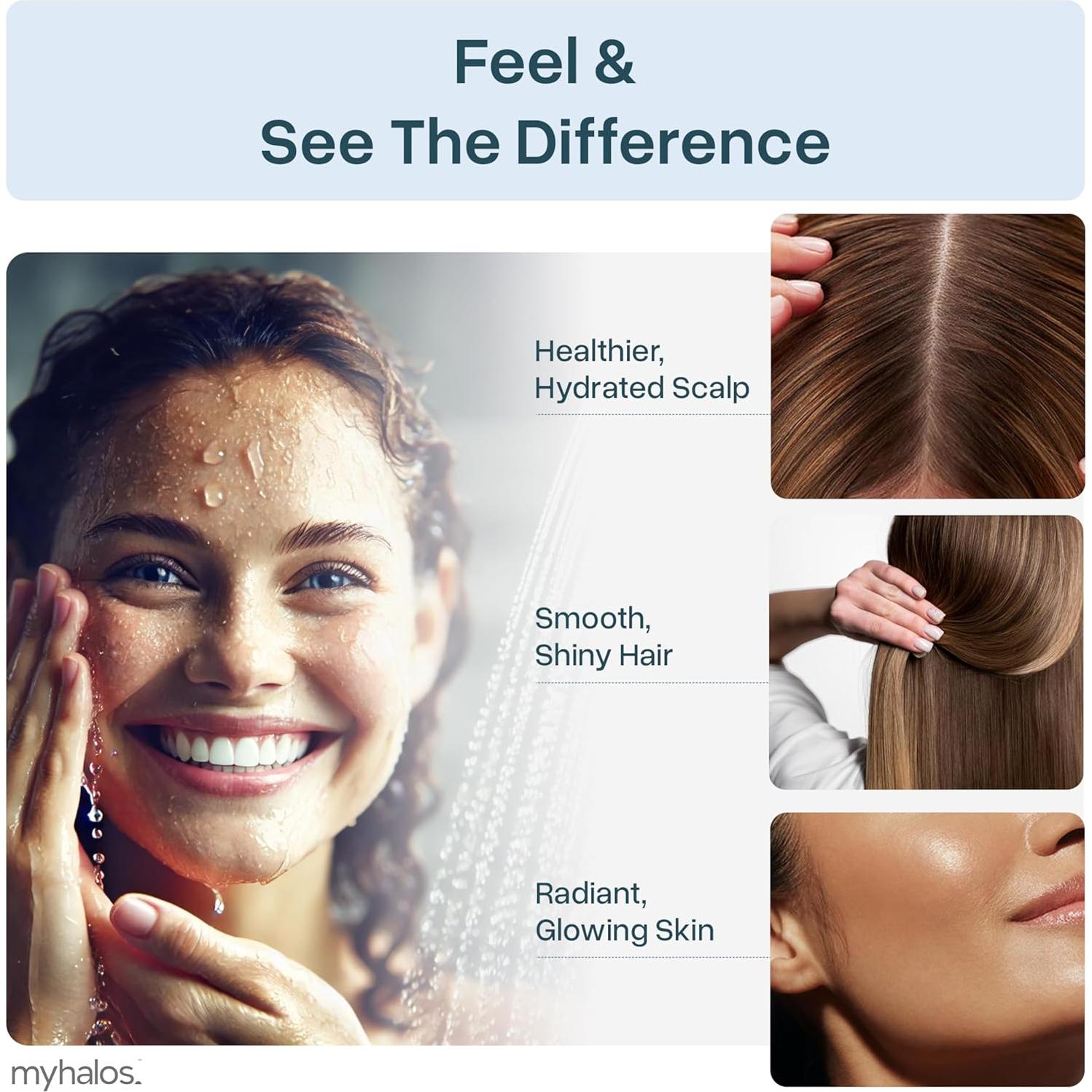 Filtro de Ducha MyHalos® Fijo Metal Cepillado - Alta Presión