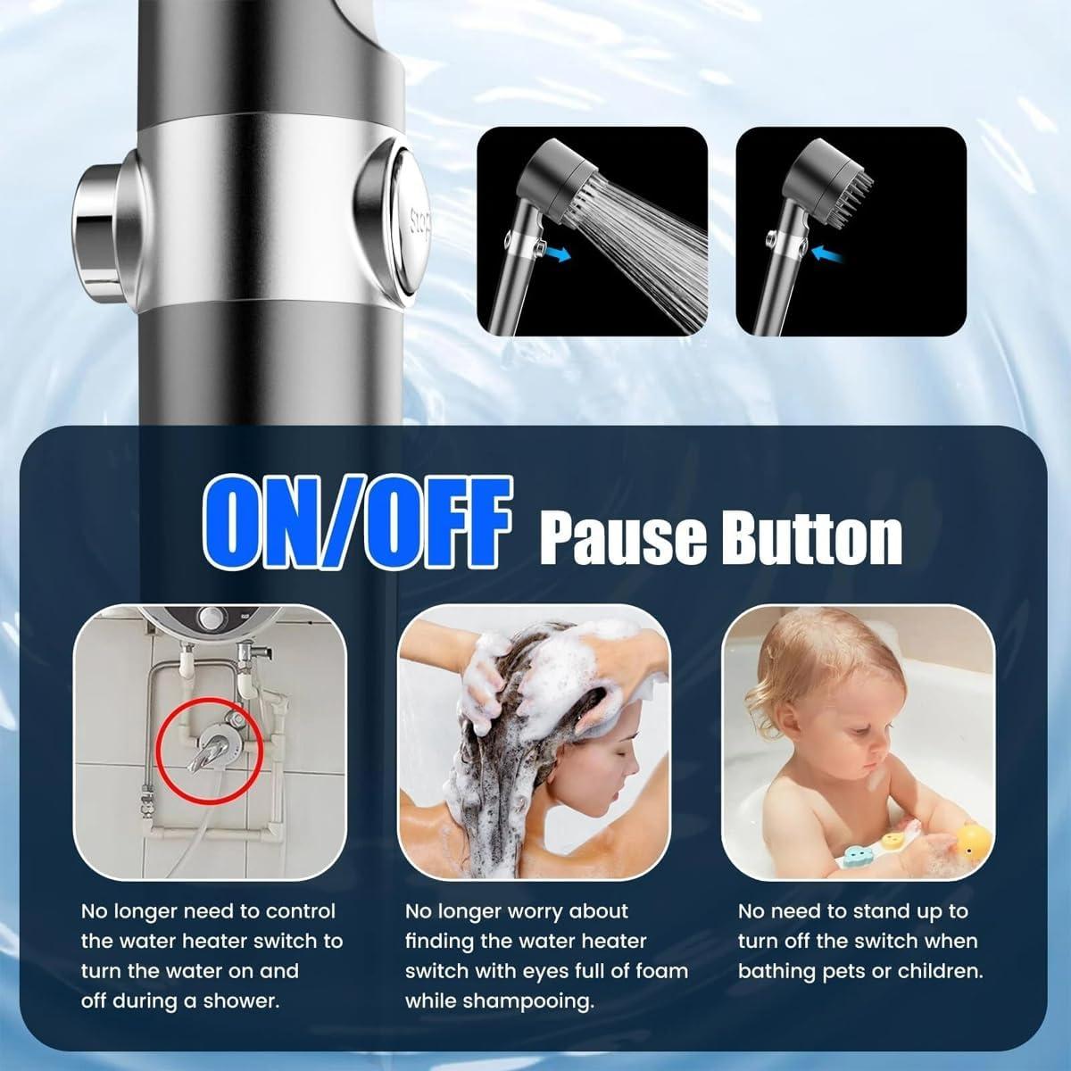 Cabezal de Ducha Kailong Alta Presión 4 Modos Filtro Agua Dura