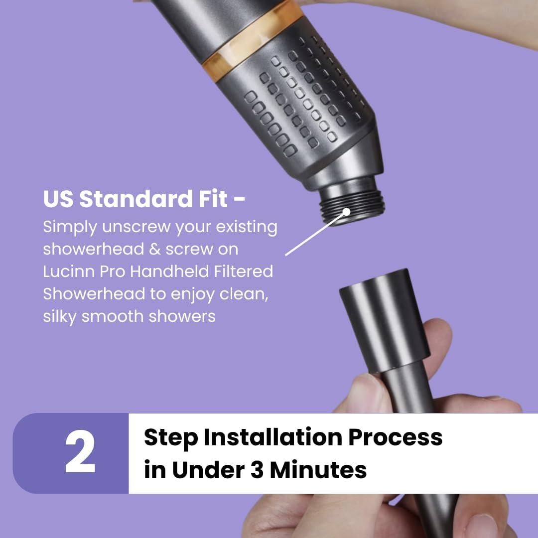 Cabezal de Ducha Filtrado Lucinn Pro - Alta Presión 12 Etapas