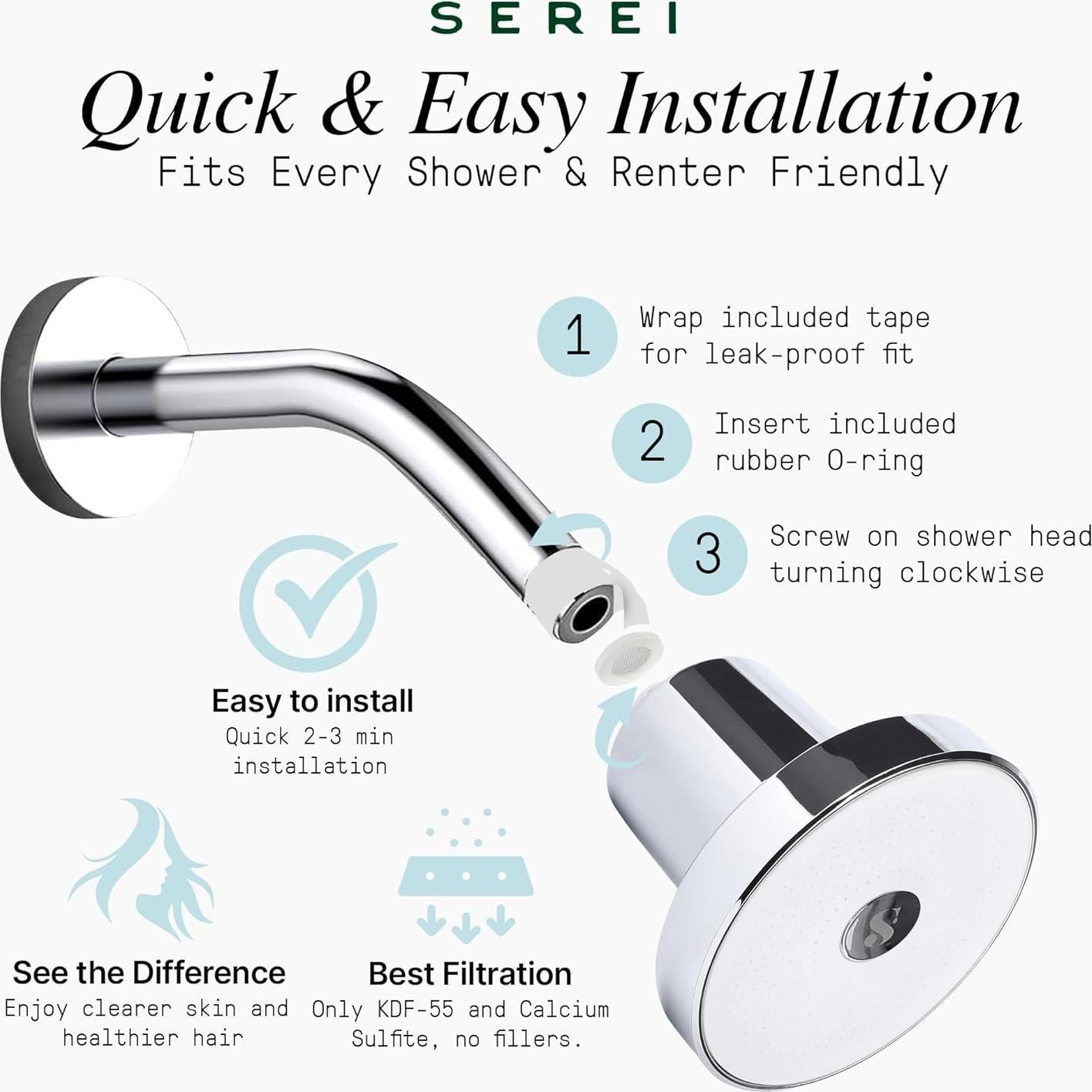 Cabezal de Ducha Filtrado Serei - Alta Presión y Purificación