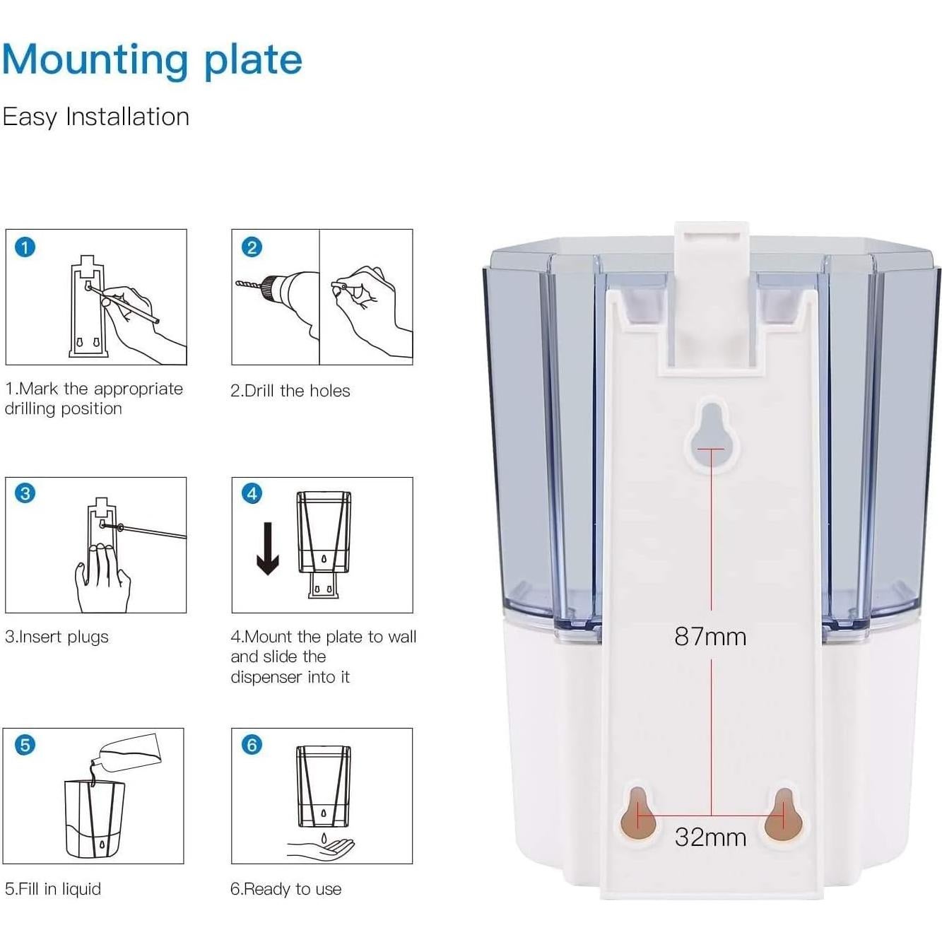 Dispensador de Jabón Automático Naiver 600ml Blanco Sin Contacto