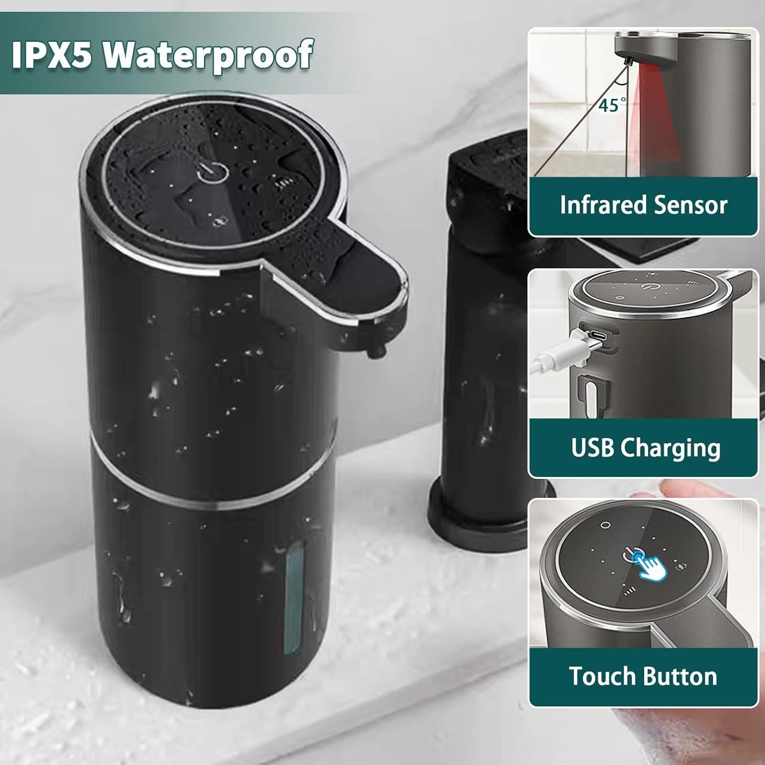 Dispensador Automático de Jabón Espumoso WREWING 380ml Negro