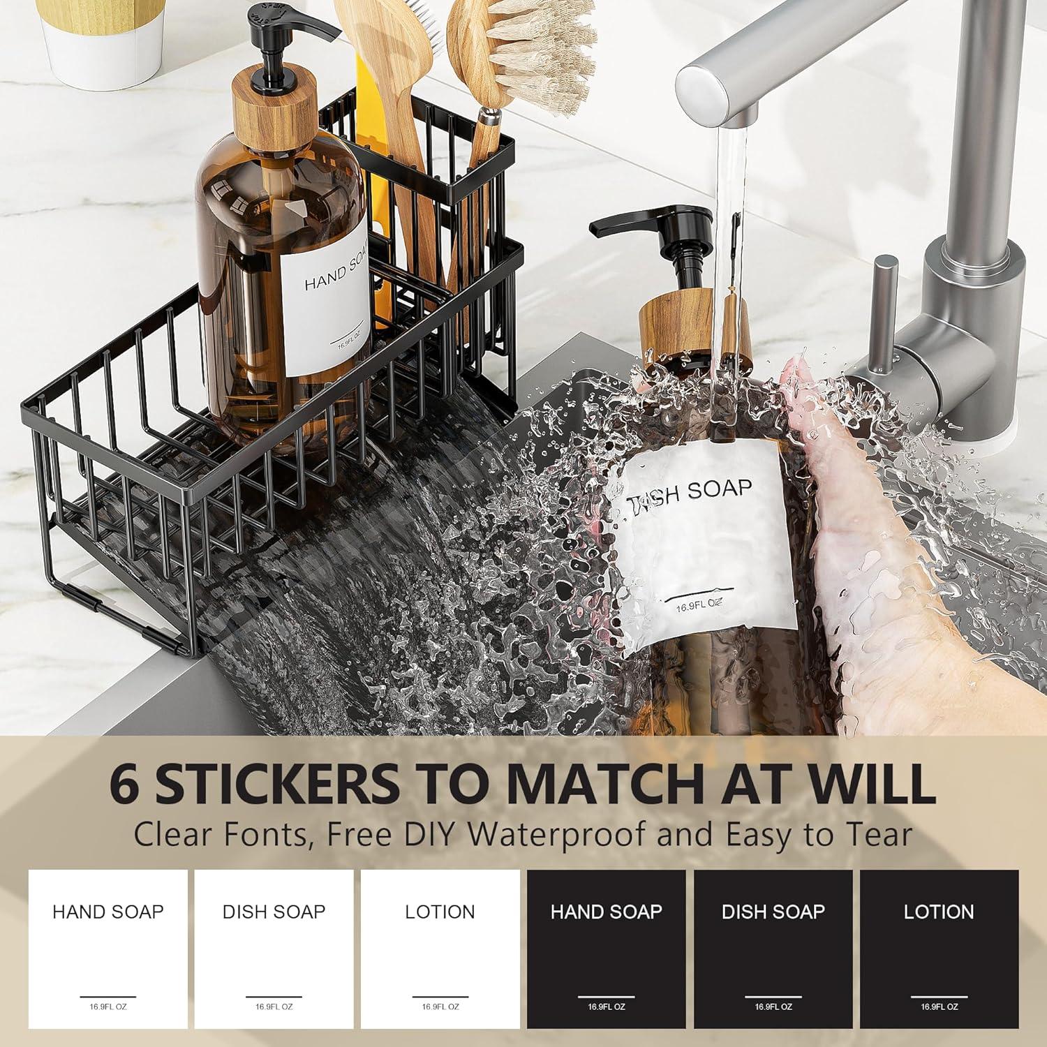 Juego de dispensador de jabón Cisily con 2 botellas de vidrio ámbar