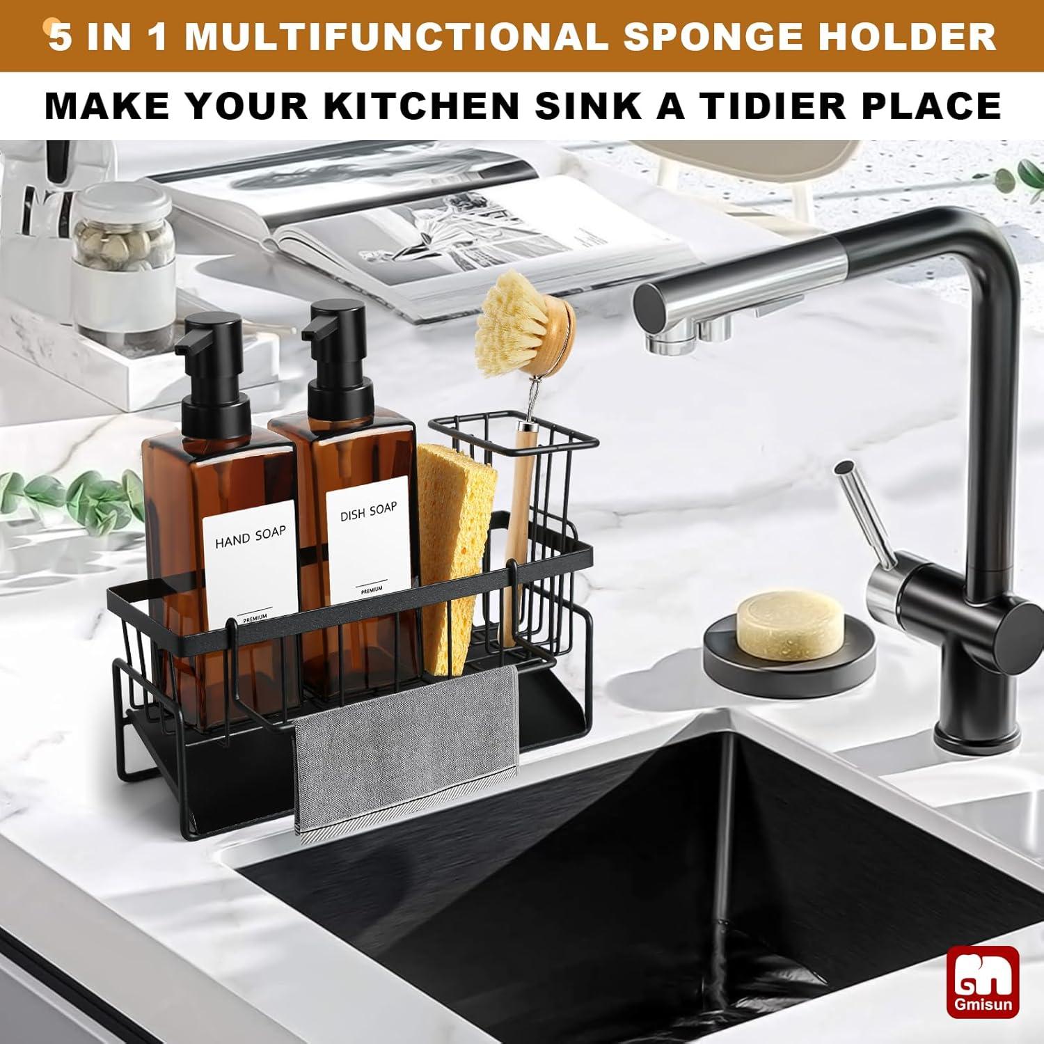 Dispensador de Jabón GMISUN 350 ml con Soporte para Esponja