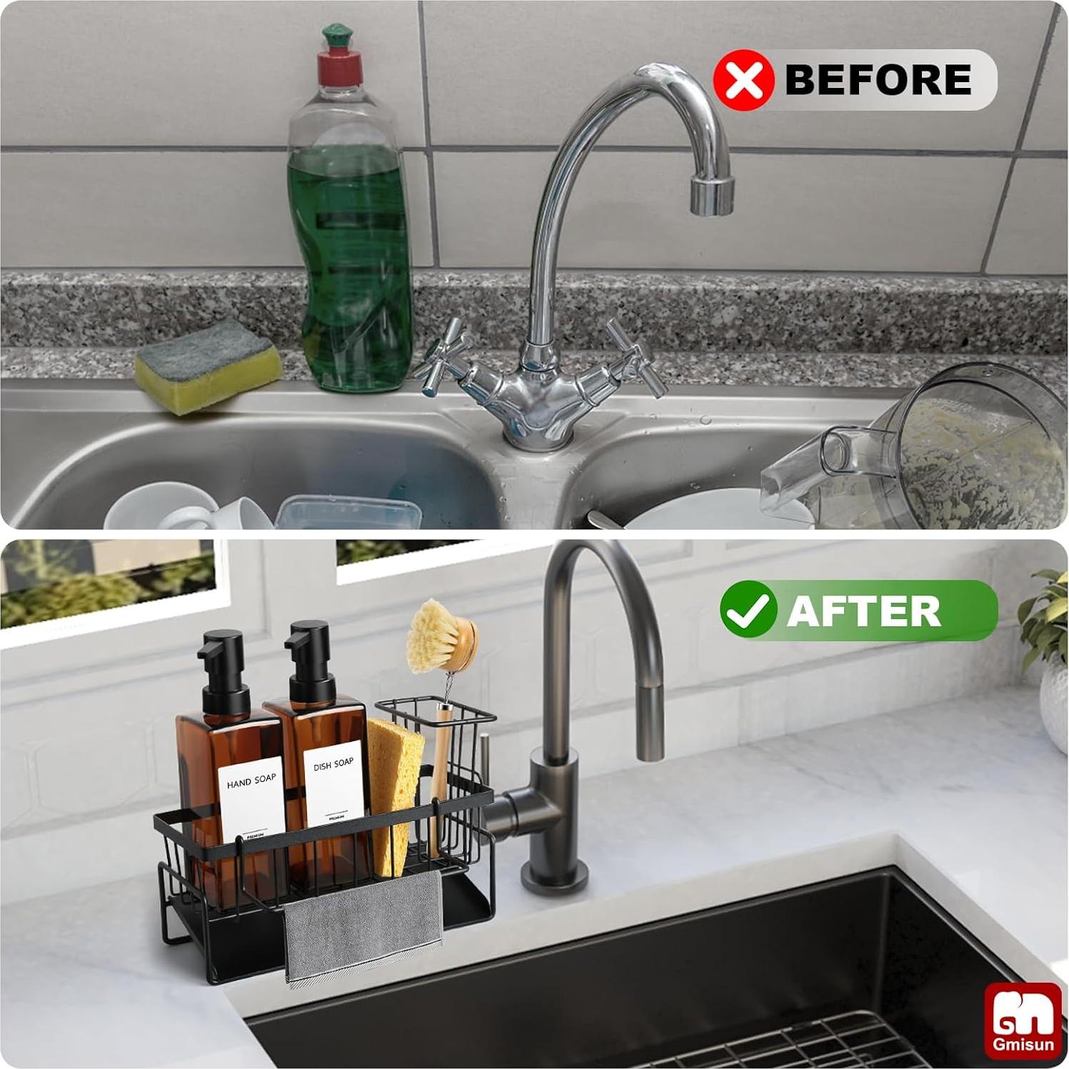 Dispensador de Jabón GMISUN 350 ml con Soporte para Esponja