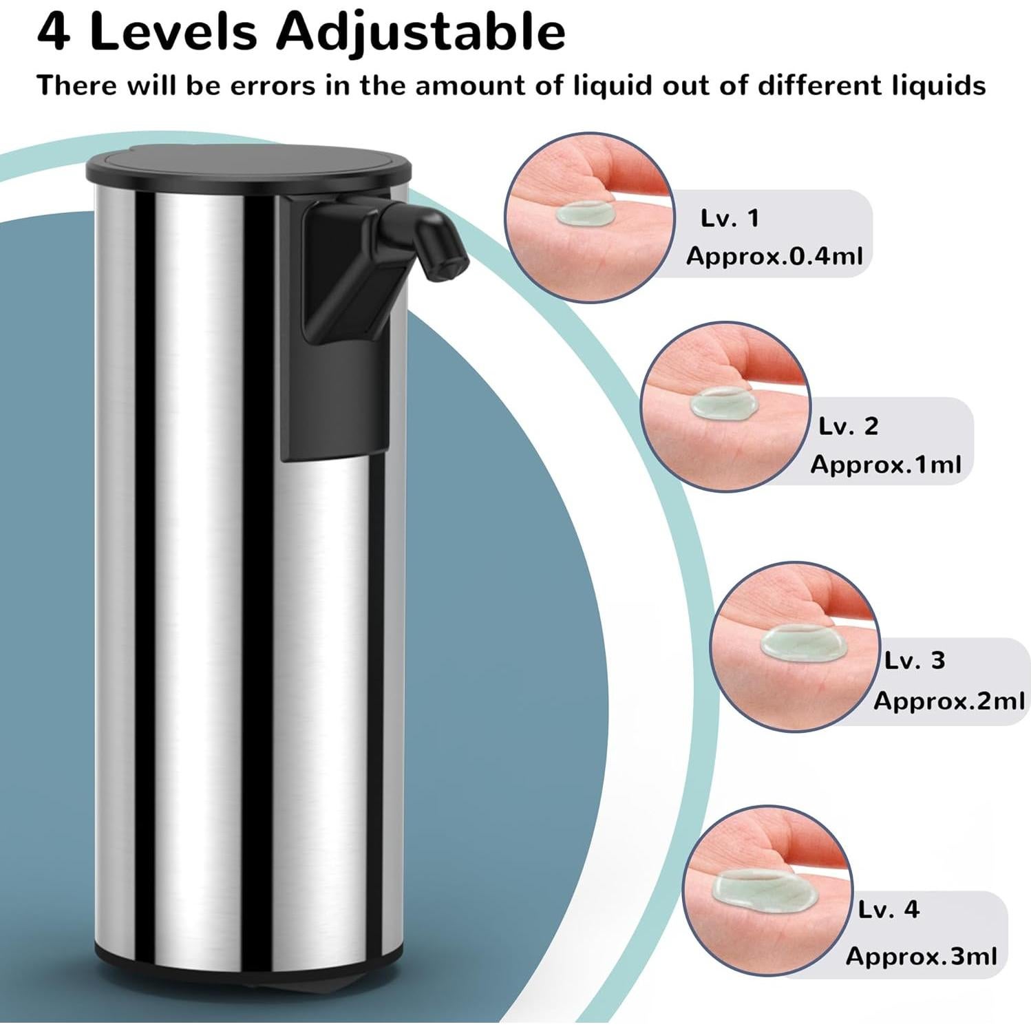 Dispensador de Jabón Automático Inoxidable 350ml Sin Contacto