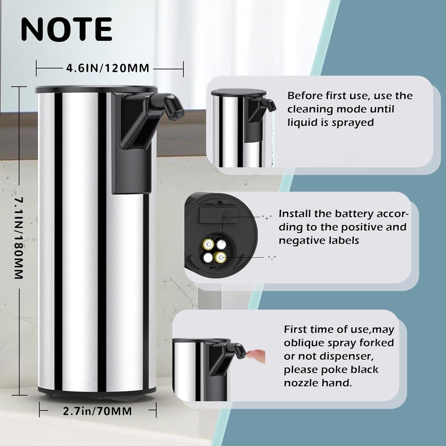 Dispensador de Jabón Automático Inoxidable 350ml Sin Contacto
