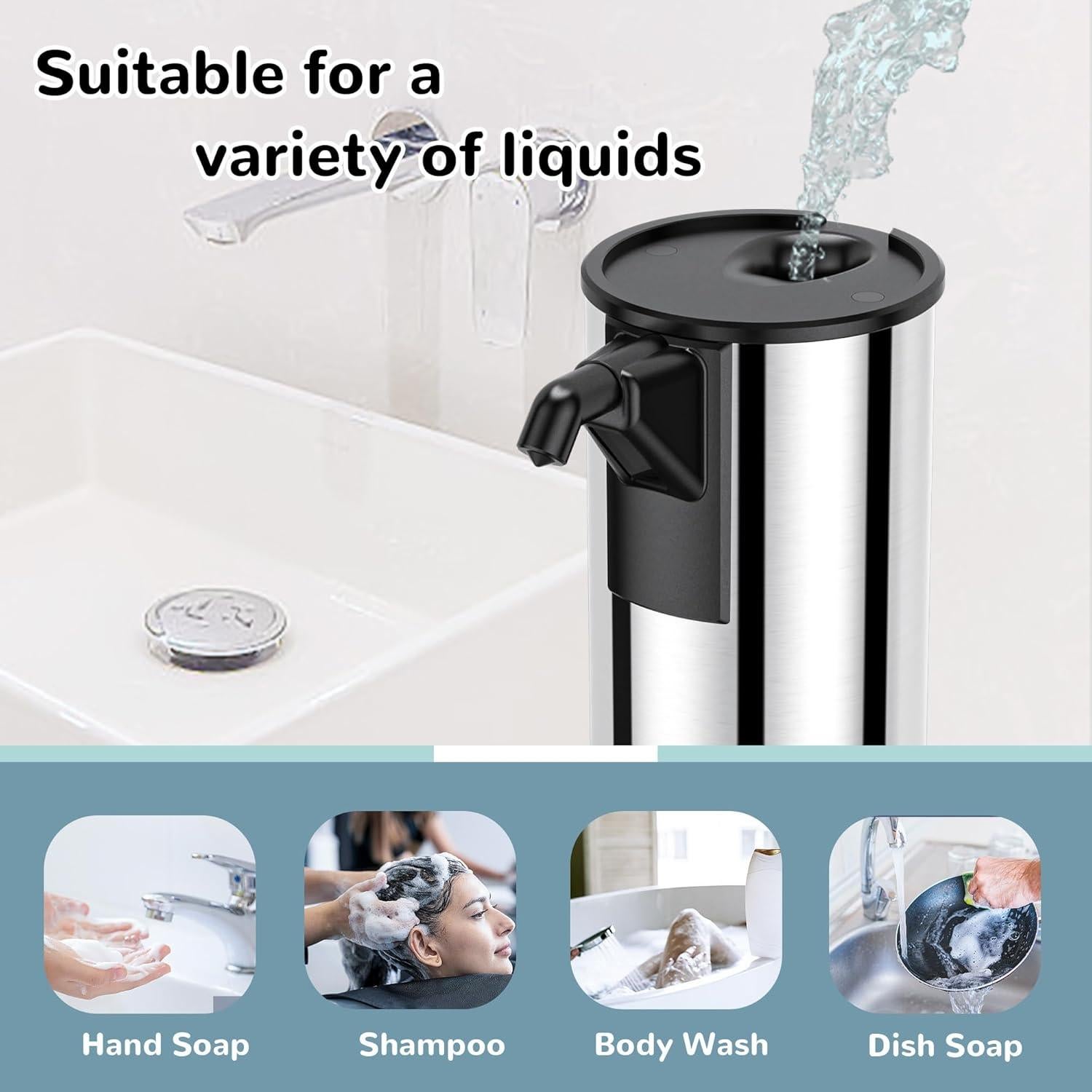 Dispensador de Jabón Automático Inoxidable 350ml Sin Contacto